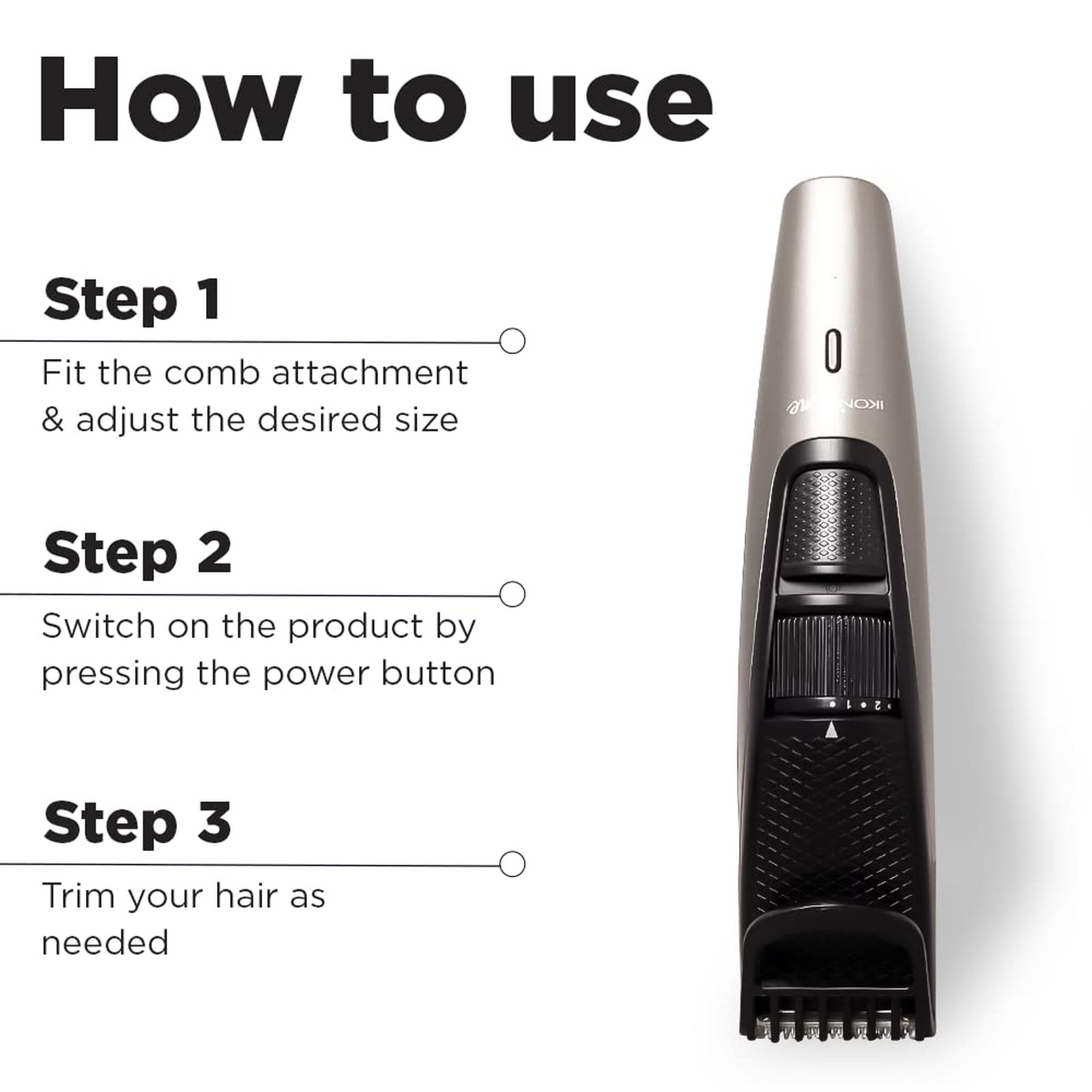 Ikonic Rechargeable Cordless Dry Trimmer for Hair with 10 Length Settings for Men (50mins Runtime, Low Noise, Grey) Ikonic Rechargeable Cordless Dry Trimmer for Hair with 10 Length Settings for Men (50mins Runtime, Low Noise, Grey)_7