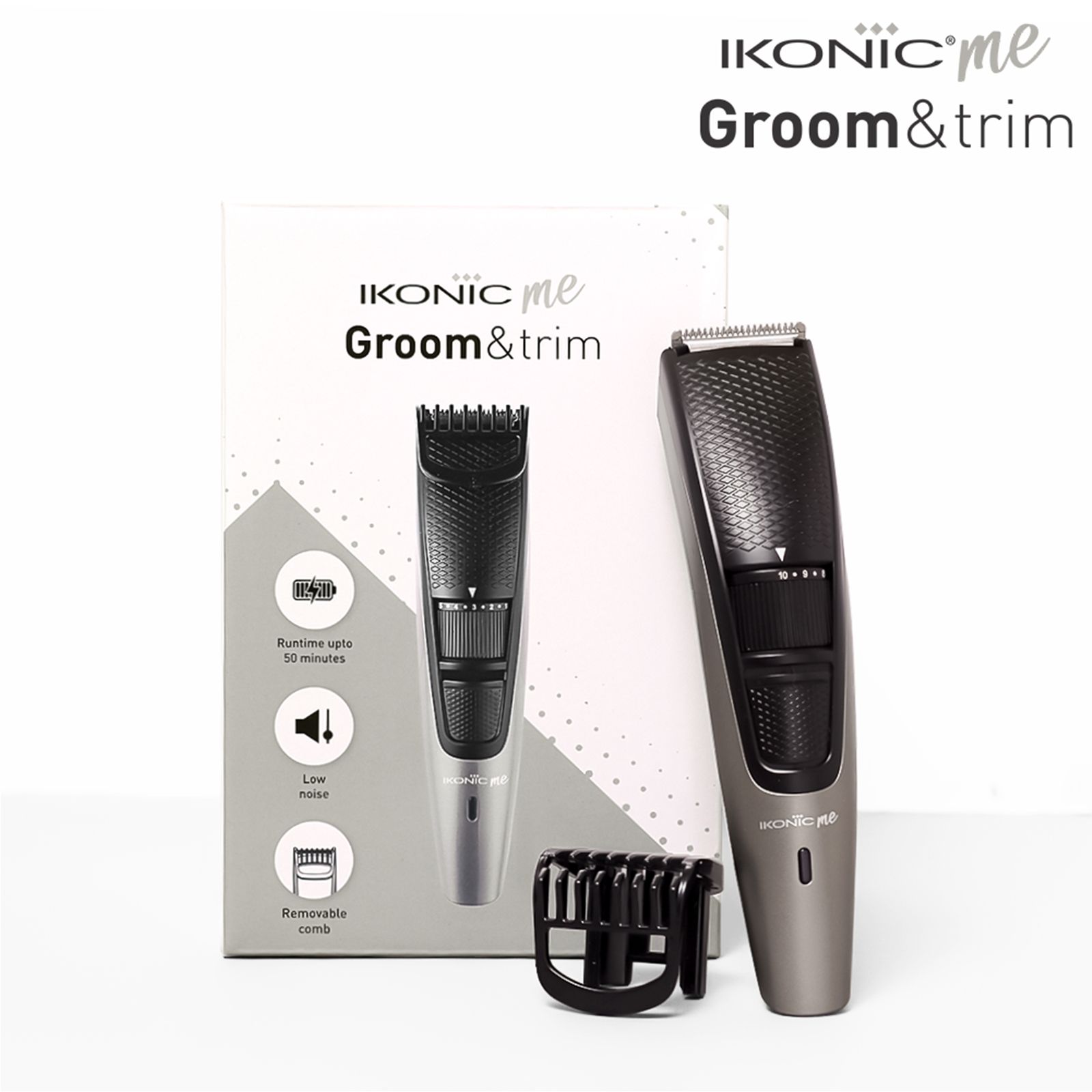 Ikonic Rechargeable Cordless Dry Trimmer for Hair with 10 Length Settings for Men (50mins Runtime, Low Noise, Grey) Ikonic Rechargeable Cordless Dry Trimmer for Hair with 10 Length Settings for Men (50mins Runtime, Low Noise, Grey)_4