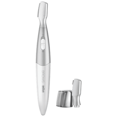 BRAUN FG1106 Cordless Wet & Dry Trimmer for Face & Eyebrow with 4 Length Settings for Women (120min Runtime, Water Resistant, Grey)