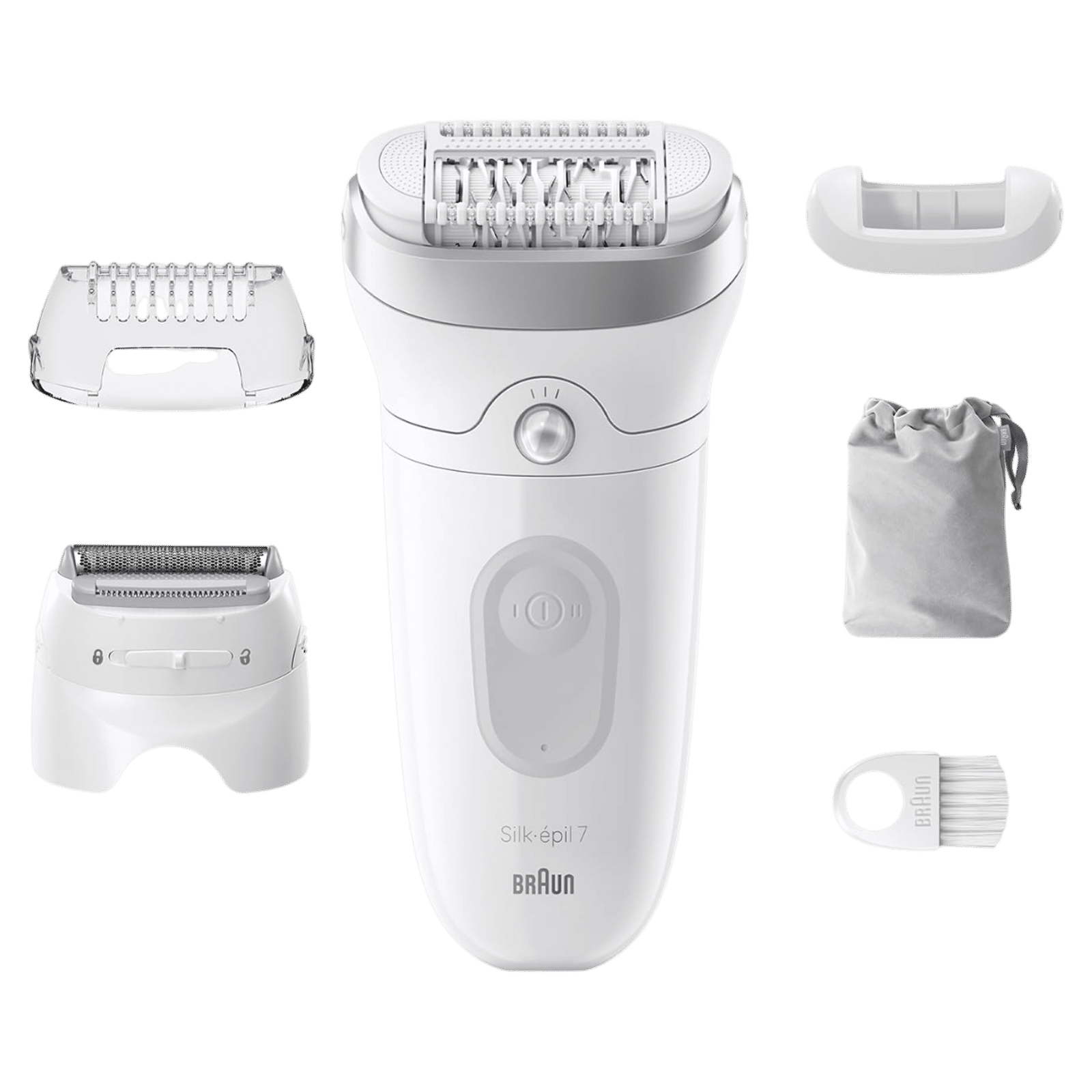 BRAUN Silk-epil 7-041 Rechargeable Cordless Wet & Dry Epilator for Body, Underarm & Foot with 2 Heads (Waterproof, White)_1