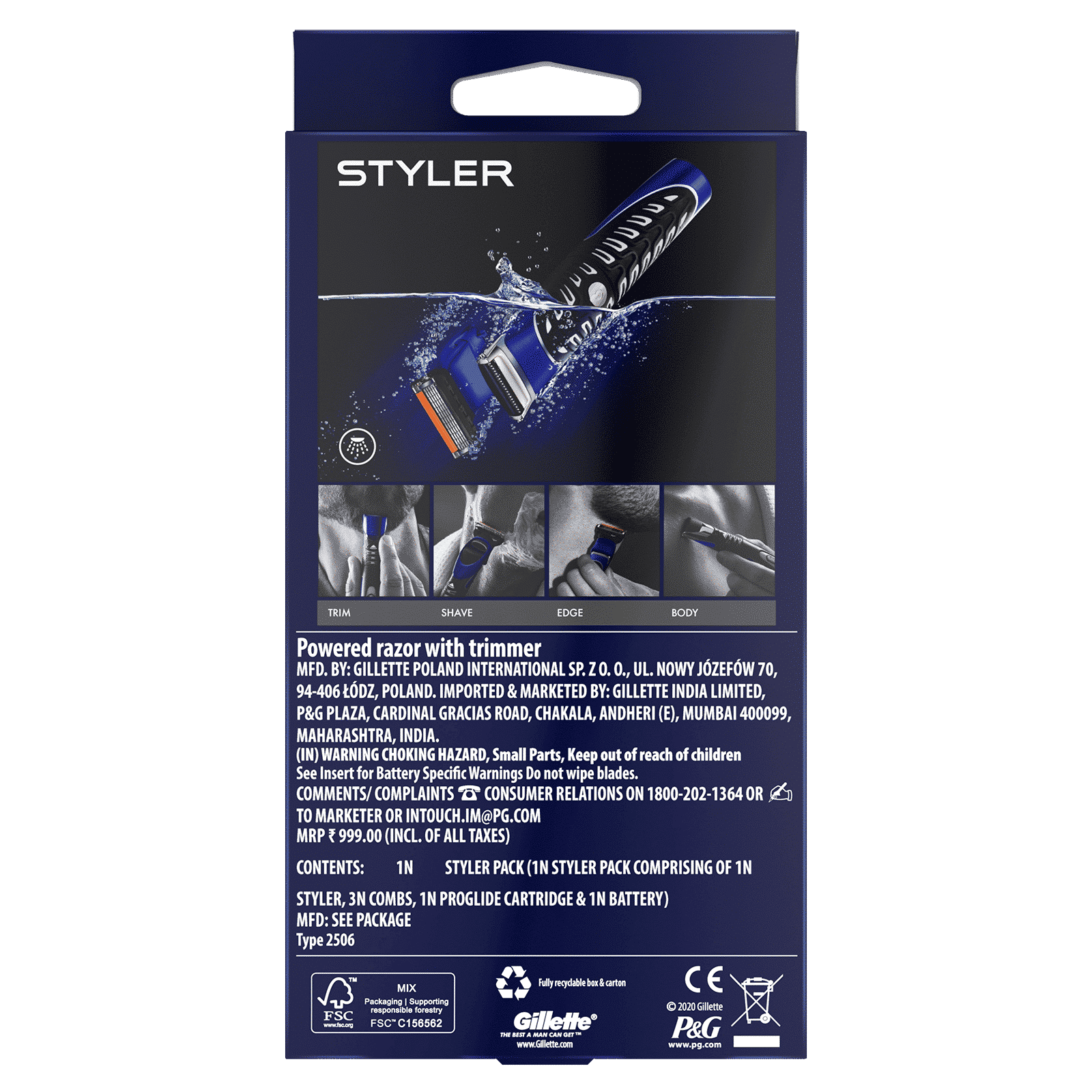 Gillete ProGlide Styler 4-in-1 Cordless Multipurpose Trimmer for Beard & Body (45 Days Runtime, Braun Engineered Advanced Technology, Black)_8