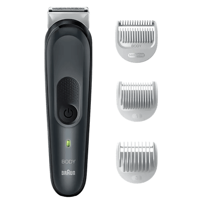 Braun Series 3 Rechargeable Cordless Body Groomer for Body & Intimate Areas for Men (80mins Runtime, SkinShield Technology, Black)