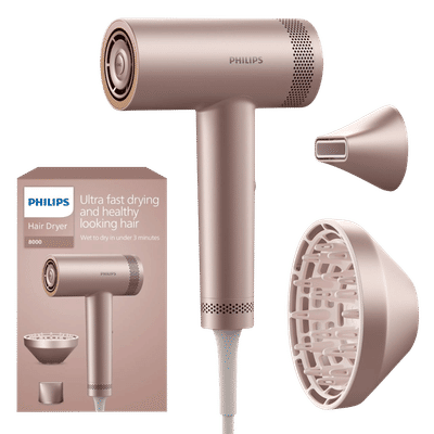 PHILIPS 8000 Series Hair Dryer with 2 Heat Settings & Cool Air Throw (ThermoShield Advanced Technology, Rose Champagne)