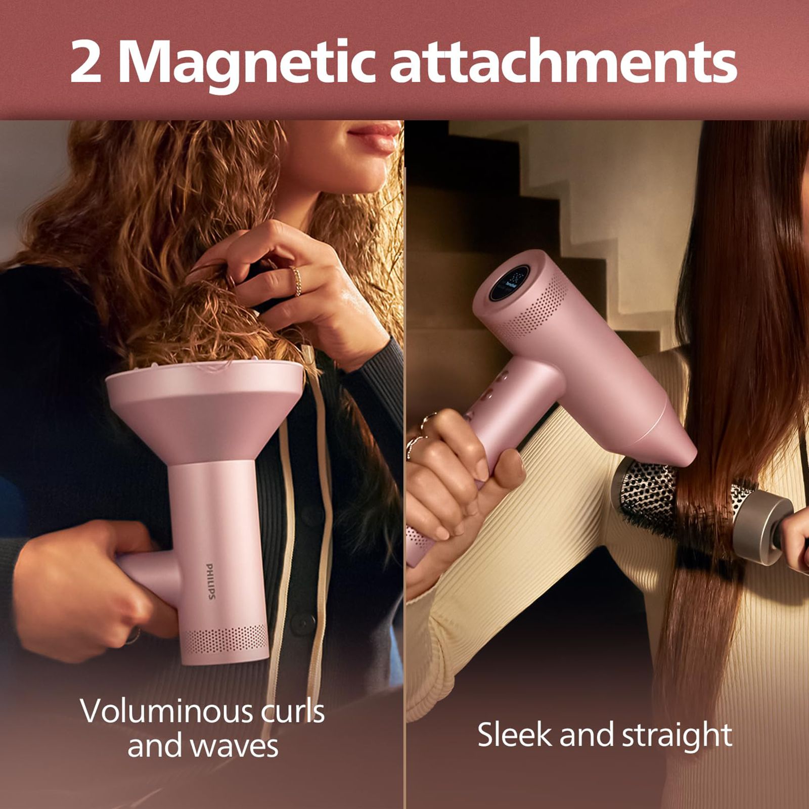 PHILIPS 8000 Series Hair Dryer with 2 Heat Settings & Cool Air Throw (ThermoShield Advanced Technology, Rose Champagne)_8