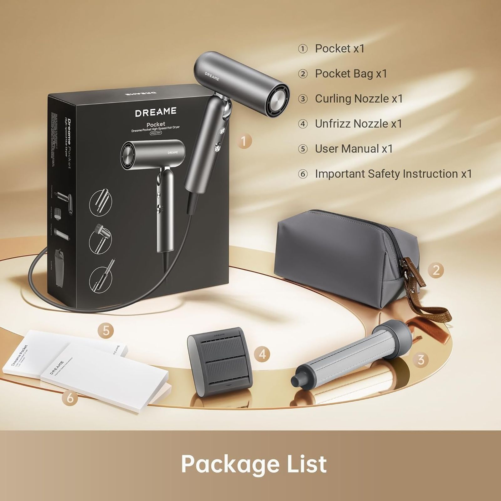 DREAME Pocket Hair Dryer with 5 Heat Settings (300 Million Negative Ions Per CM, Grey) DREAME Pocket Hair Dryer with 5 Heat Settings (300 Million Negative Ions Per CM, Grey)_14