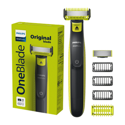 PHILIPS QP 2000 Series 2-in-1 Rechargeable Cordless Multipurpose Trimmer for Face & Body for Men (45mins Runtime, Unique OneBlade Technology, Lime Green)
