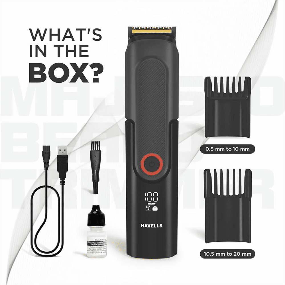 HAVELLS BT8888 Rechargeable Cordless Wet & Dry Trimmer for Beard & Moustache with 40 Length Settings for Men (90mins Runtime, Titanium Blade, Black) HAVELLS BT8888 Rechargeable Cordless Wet & Dry Trimmer for Beard & Moustache with 40 Length Settings for Men (90mins Runtime, Titanium Blade, Black)_7
