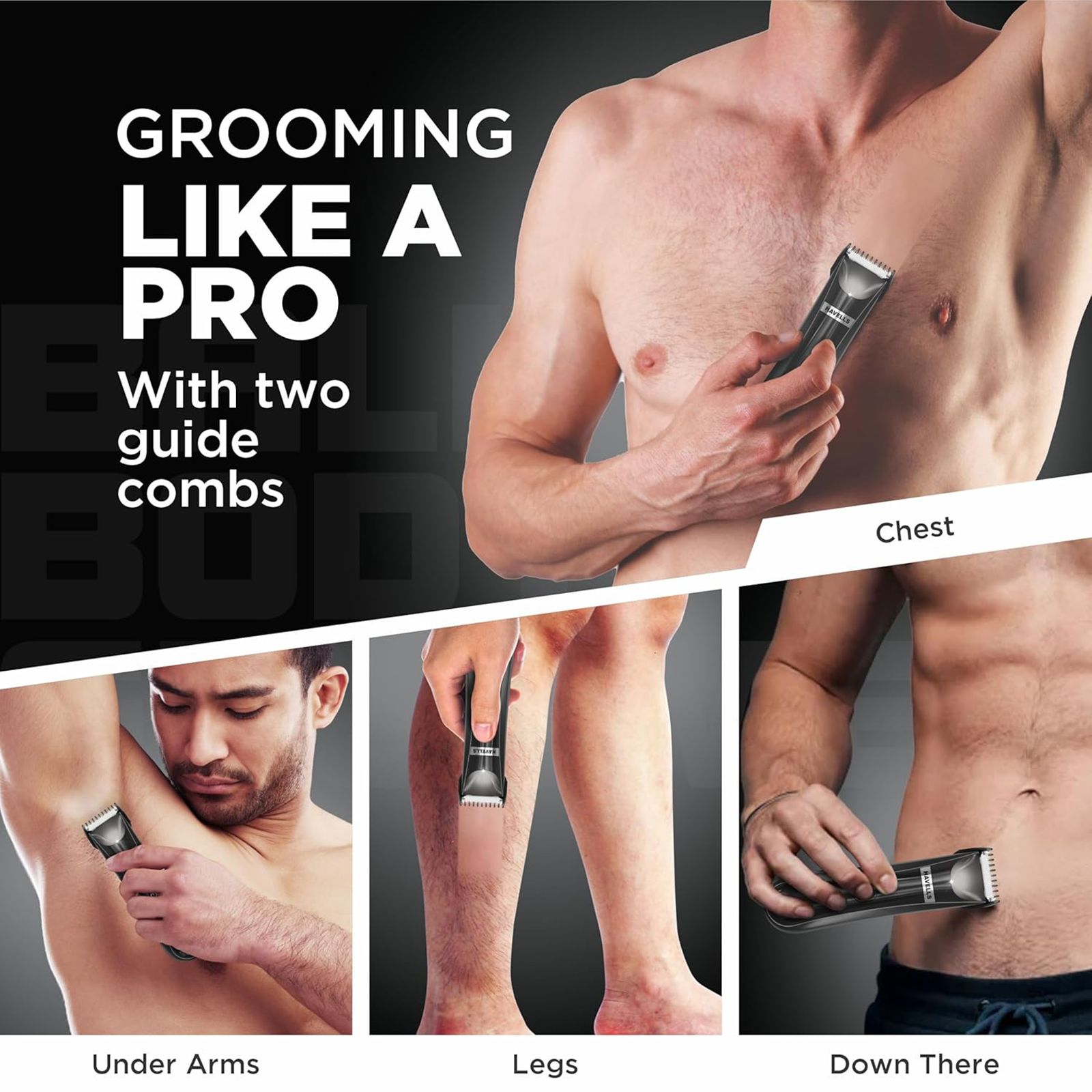 HAVELLS Ballex BG3300 Rechargeable Corded & Cordless Wet & Dry Trimmer for Beard, Body & Intimate Areas with 6 Length Settings for Men (60mins Runtime, Fast Charge, Black)_8