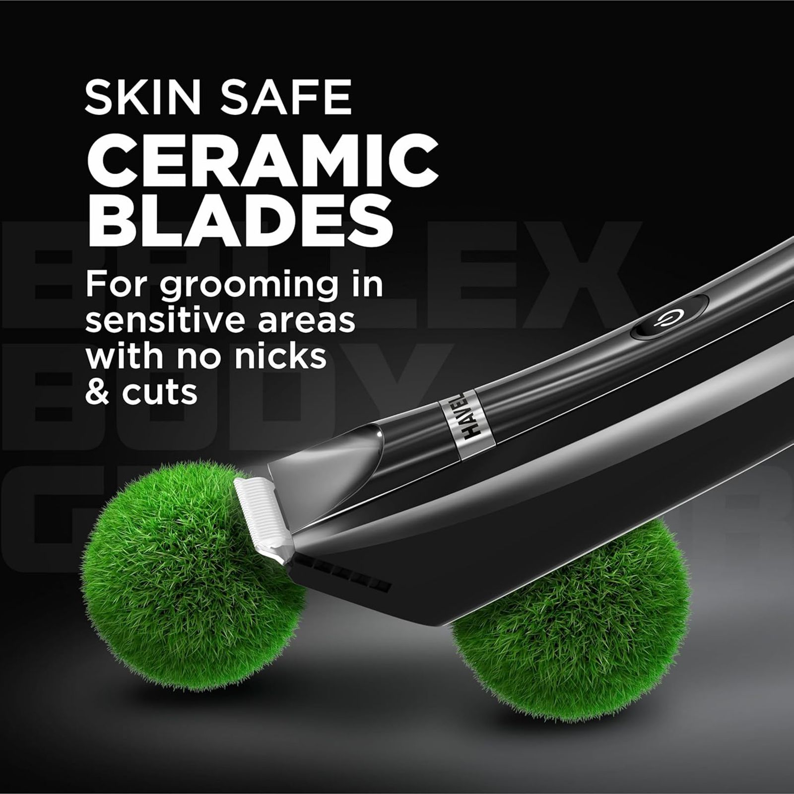 HAVELLS Ballex BG3300 Rechargeable Corded & Cordless Wet & Dry Trimmer for Beard, Body & Intimate Areas with 6 Length Settings for Men (60mins Runtime, Fast Charge, Black)_6
