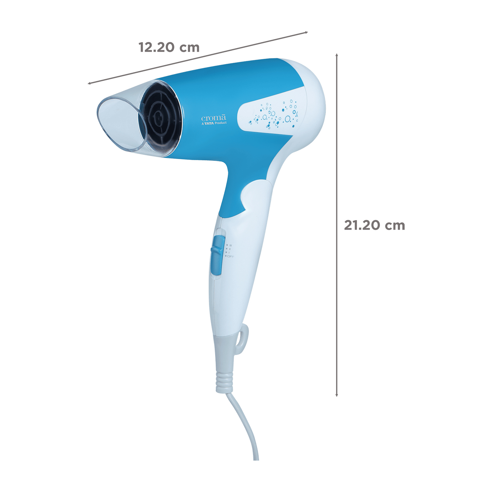 Croma 1200 W Hair Dryer with 2 Heat Settings & Cool Blow (Overload Protection, Blue & White) Croma 1200 W Hair Dryer with 2 Heat Settings & Cool Blow (Overload Protection, Blue & White)_2