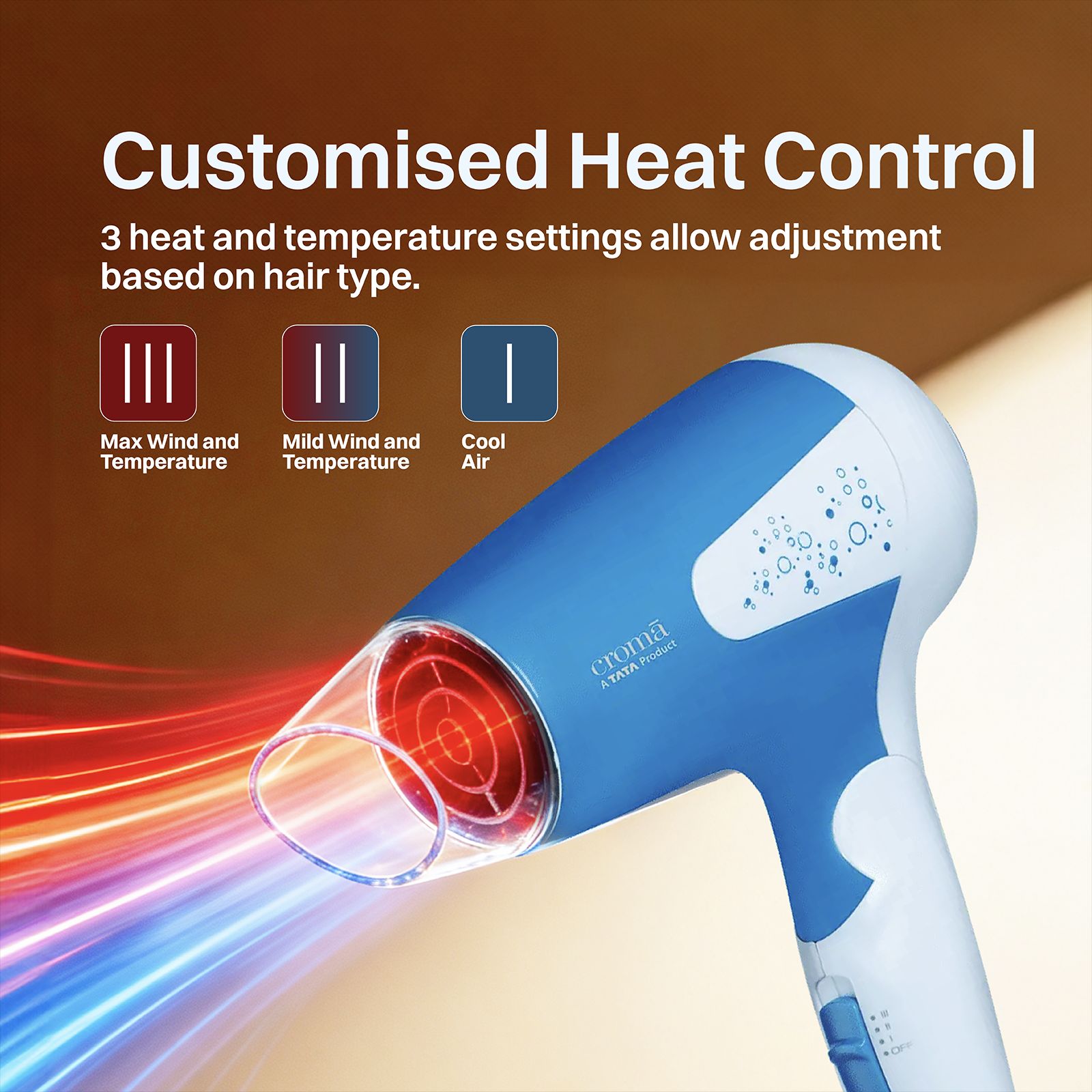 Croma 1200 W Hair Dryer with 2 Heat Settings & Cool Blow (Overload Protection, Blue & White) Croma 1200 W Hair Dryer with 2 Heat Settings & Cool Blow (Overload Protection, Blue & White)_6