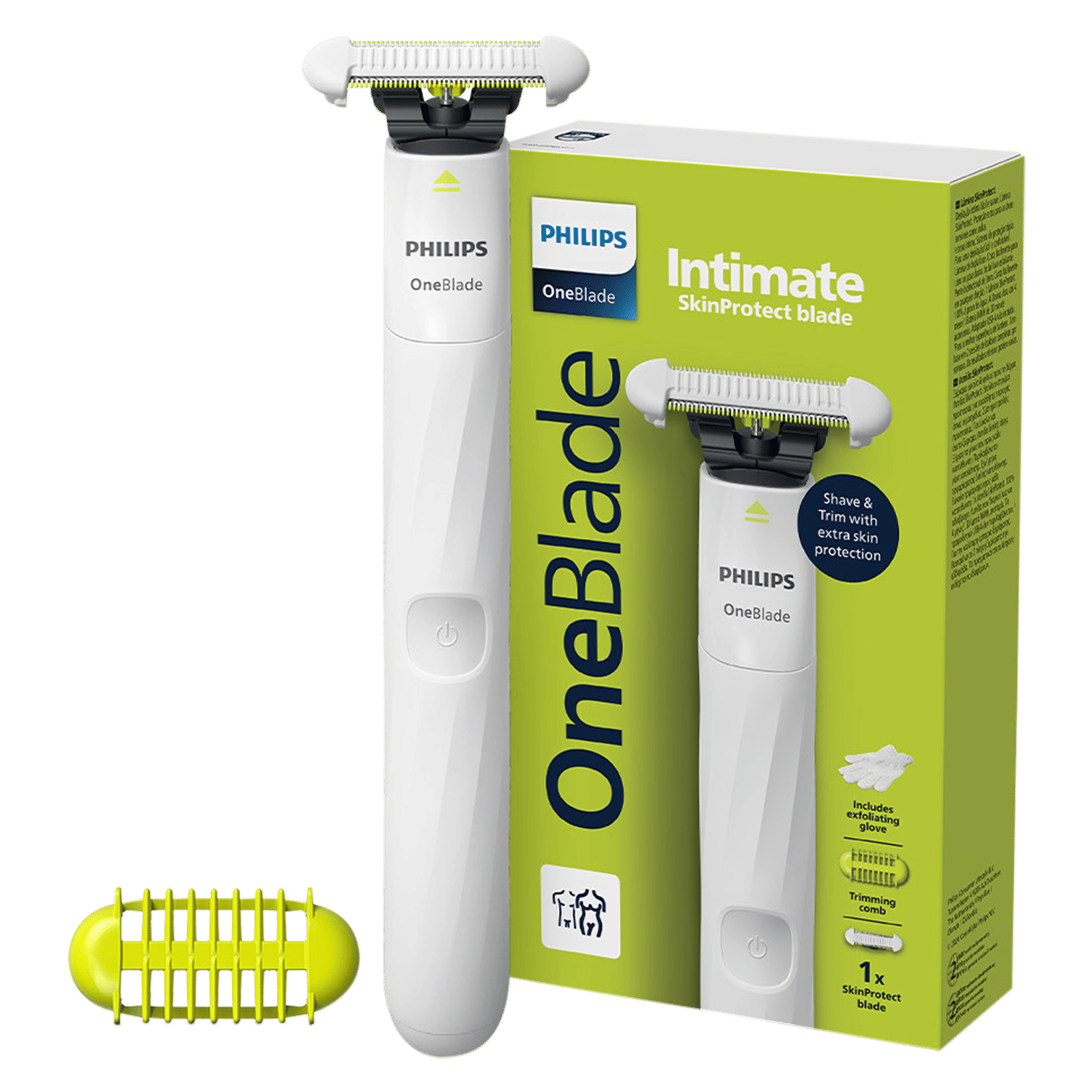Philips OneBlade Rechargeable Cordless Wet Trimmer for Intimate Areas with 1 Length Settings for Women (Dual Protection, Lime Green & White) Philips OneBlade Rechargeable Cordless Wet Trimmer for Intimate Areas with 1 Length Settings for Women (Dual Protection, Lime Green & White)_1