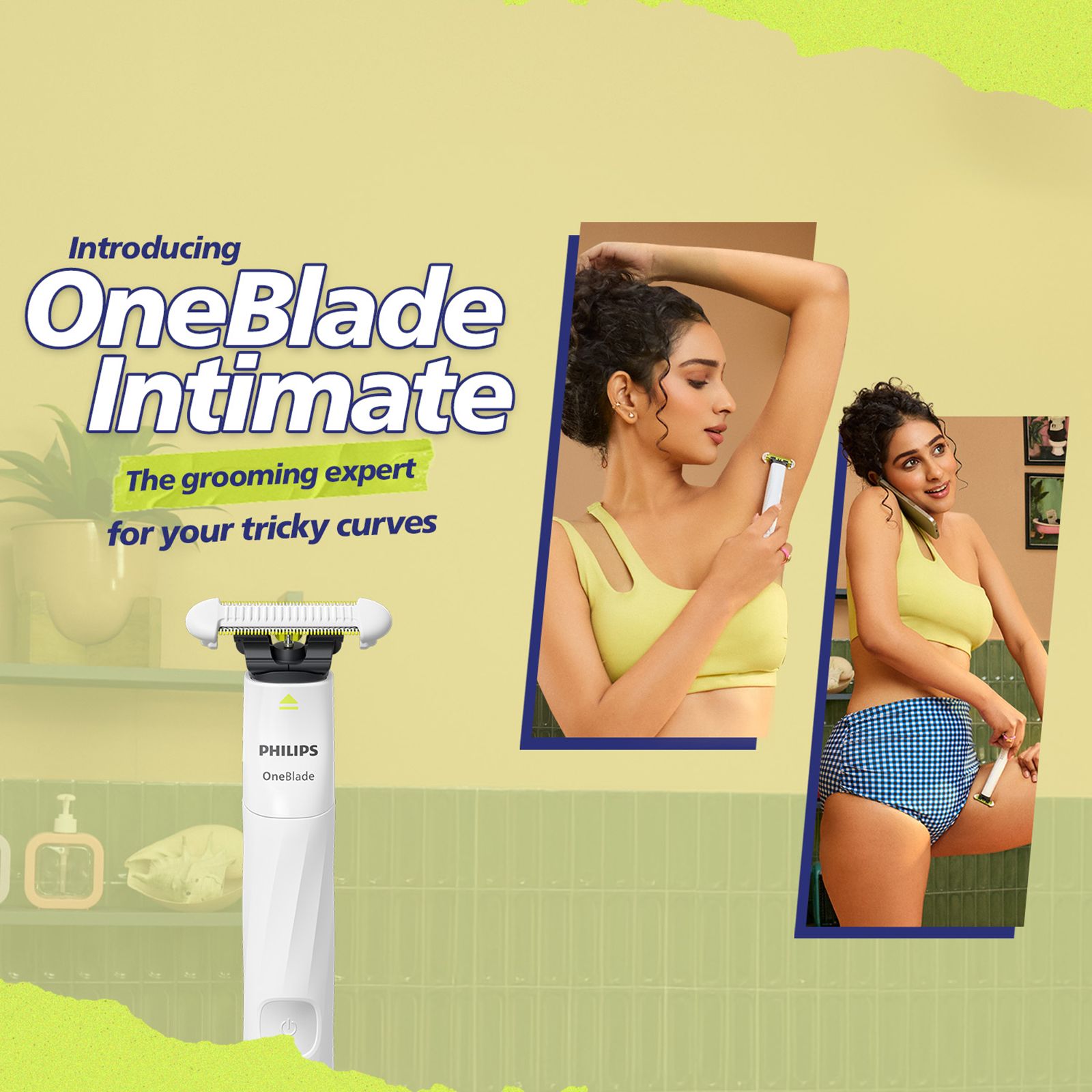 Philips OneBlade Rechargeable Cordless Wet Trimmer for Intimate Areas with 1 Length Settings for Women (Dual Protection, Lime Green & White) Philips OneBlade Rechargeable Cordless Wet Trimmer for Intimate Areas with 1 Length Settings for Women (Dual Protection, Lime Green & White)_2