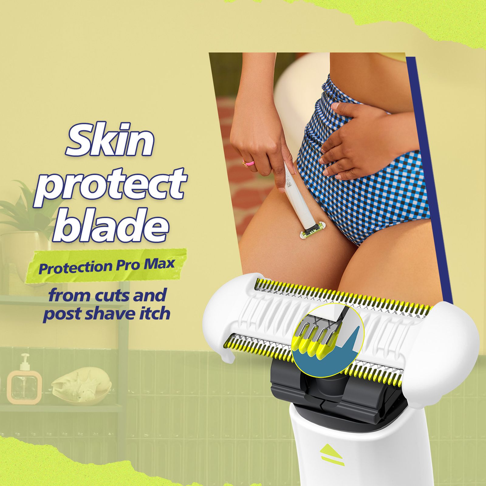Philips OneBlade Rechargeable Cordless Wet Trimmer for Intimate Areas with 1 Length Settings for Women (Dual Protection, Lime Green & White) Philips OneBlade Rechargeable Cordless Wet Trimmer for Intimate Areas with 1 Length Settings for Women (Dual Protection, Lime Green & White)_3