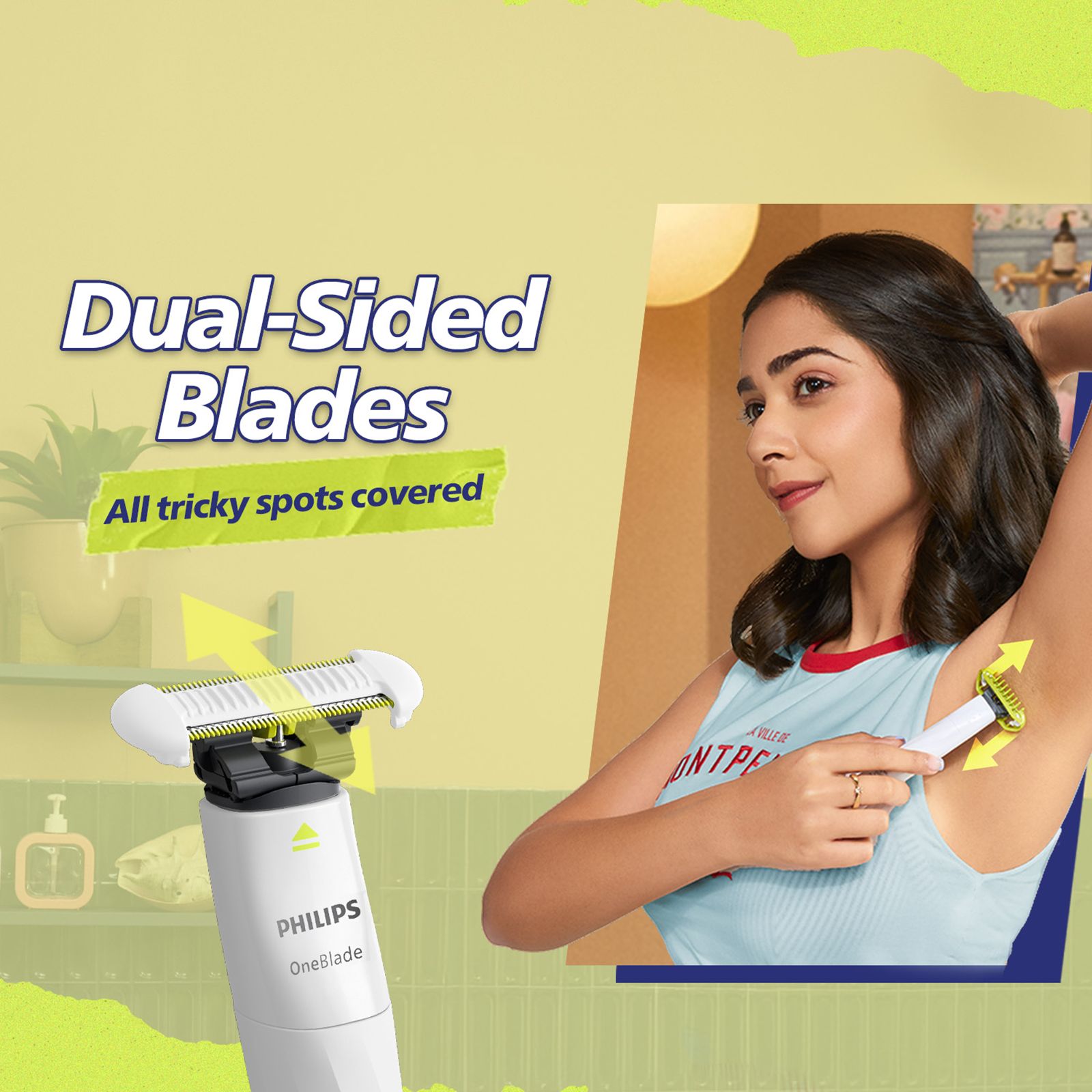 Philips OneBlade Rechargeable Cordless Wet Trimmer for Intimate Areas with 1 Length Settings for Women (Dual Protection, Lime Green & White) Philips OneBlade Rechargeable Cordless Wet Trimmer for Intimate Areas with 1 Length Settings for Women (Dual Protection, Lime Green & White)_5