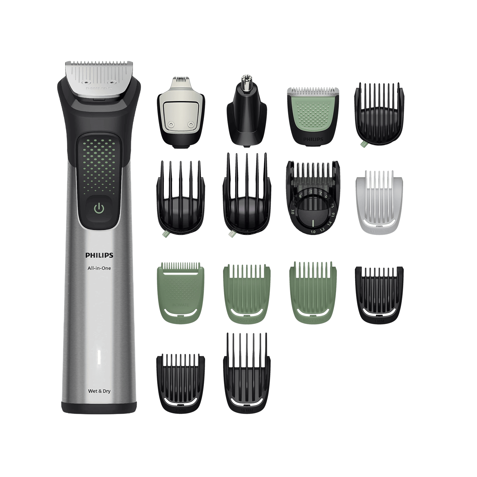 Philips 9000 Series 16-in-1 Rechargeable Cordless Multipurpose Trimmer for Head, Body, Face & Intimate Areas for Men (120min Runtime, BeardSense Technology, Silver) Philips 9000 Series 16-in-1 Rechargeable Cordless Multipurpose Trimmer for Head, Body, Face & Intimate Areas for Men (120min Runtime, BeardSense Technology, Silver)_1