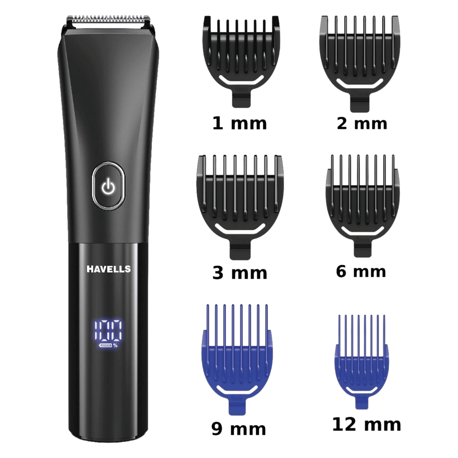 Havells BT6661 Rechargeable Cordless Dry Trimmer for Beard & Hair with 12 Length Settings for Men (90mins Runtime, Real Time Digital Battery Indicator, Black) Havells BT6661 Rechargeable Cordless Dry Trimmer for Beard & Hair with 12 Length Settings for Men (90mins Runtime, Real Time Digital Battery Indicator, Black)_1