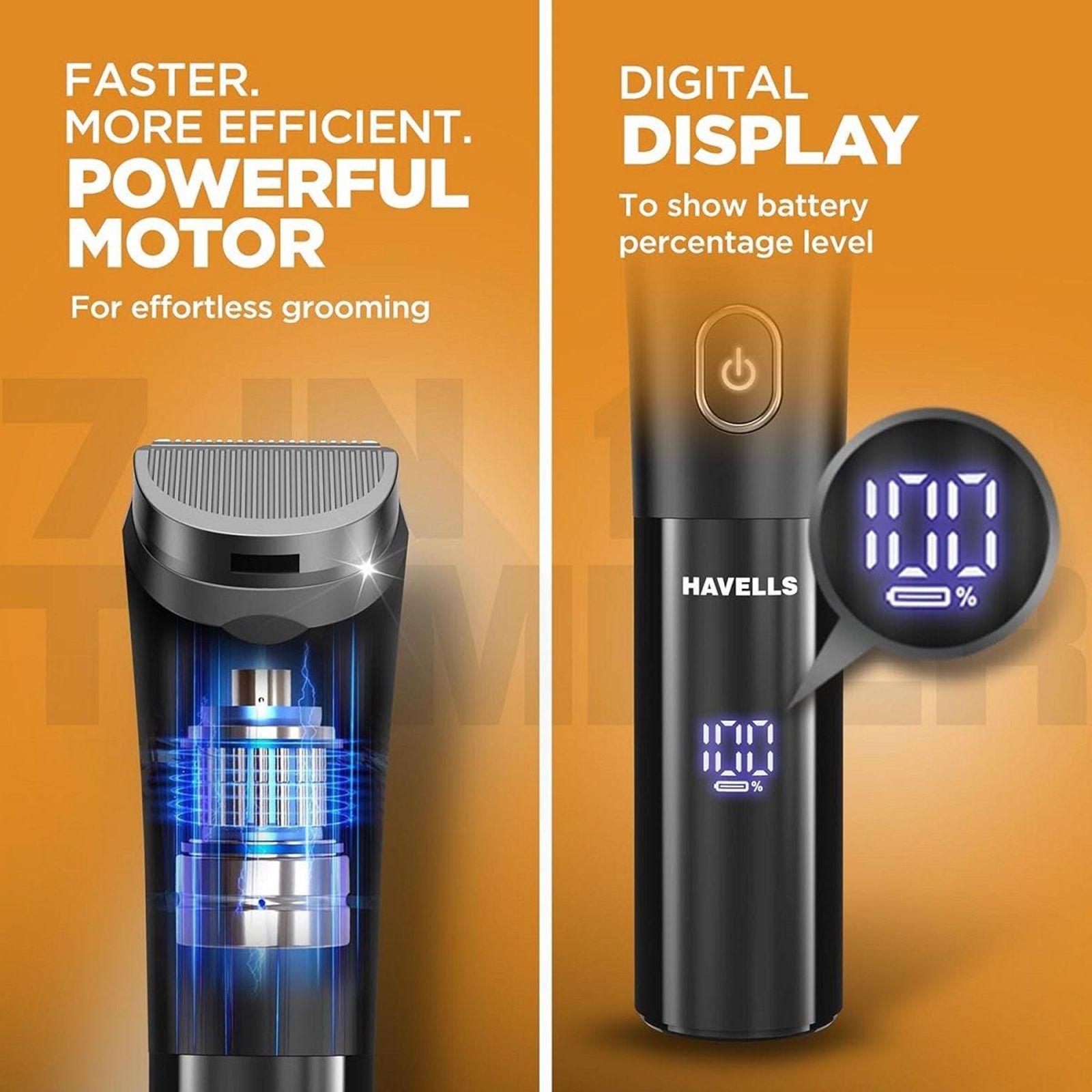 Havells BT6661 Rechargeable Cordless Dry Trimmer for Beard & Hair with 12 Length Settings for Men (90mins Runtime, Real Time Digital Battery Indicator, Black) Havells BT6661 Rechargeable Cordless Dry Trimmer for Beard & Hair with 12 Length Settings for Men (90mins Runtime, Real Time Digital Battery Indicator, Black)_9