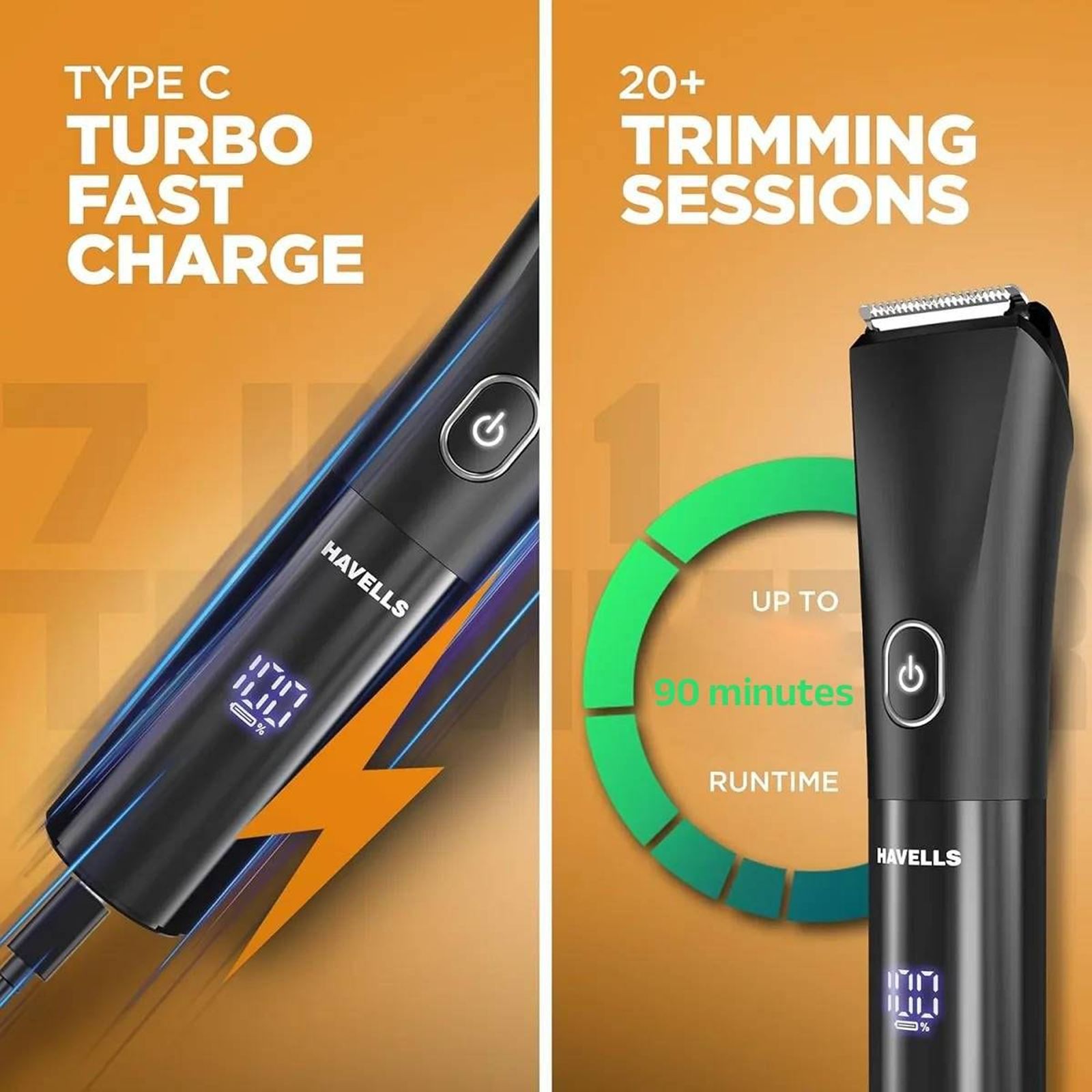 Havells BT6661 Rechargeable Cordless Dry Trimmer for Beard & Hair with 12 Length Settings for Men (90mins Runtime, Real Time Digital Battery Indicator, Black) Havells BT6661 Rechargeable Cordless Dry Trimmer for Beard & Hair with 12 Length Settings for Men (90mins Runtime, Real Time Digital Battery Indicator, Black)_10