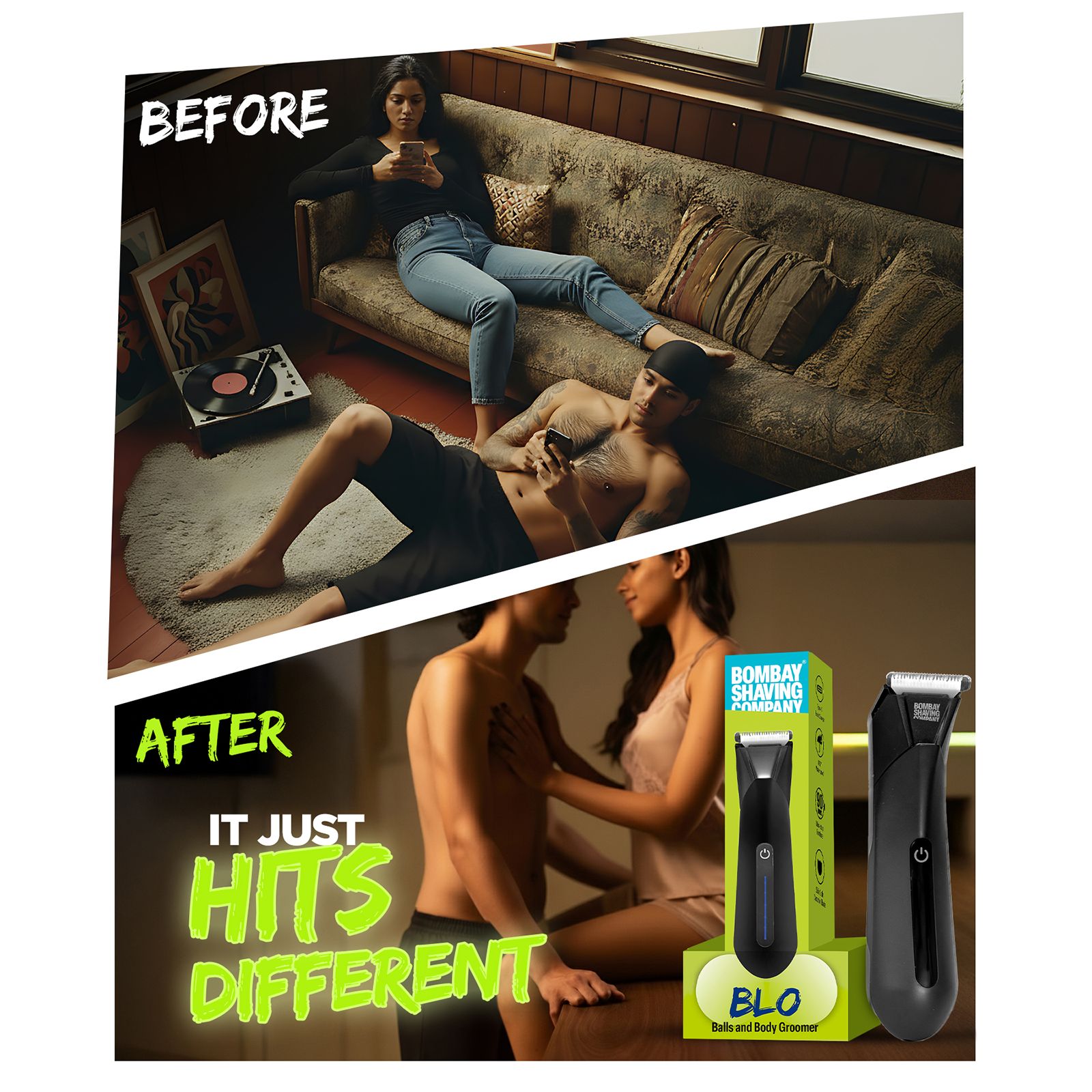 Bombay Shaving Company Blo Rechargeable Cordless Wet & Dry Trimmer for Body & Intimate Areas with 2 Length Settings for Men (90min Runtime, Flash Charging, Black)_8