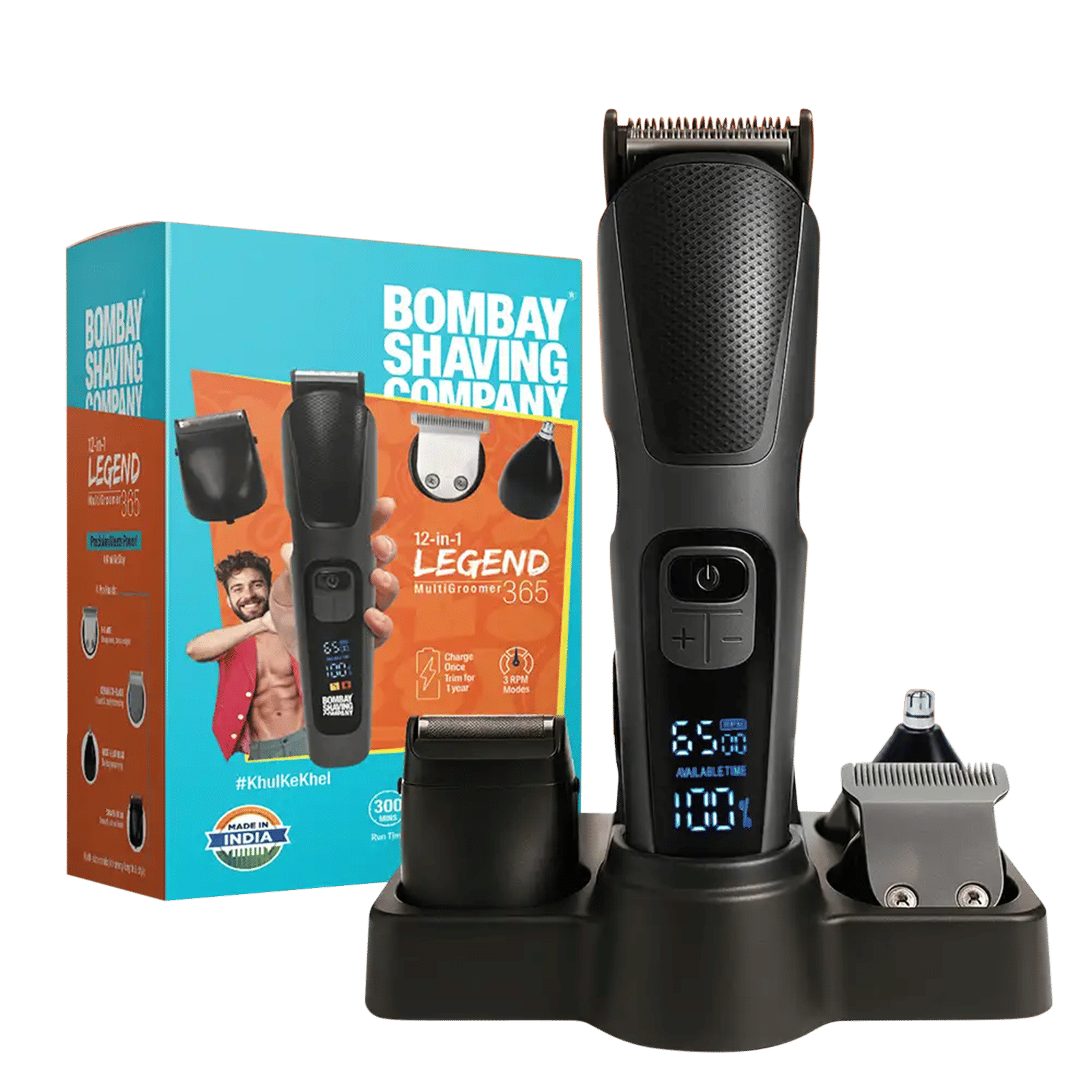 Bombay Shaving Company Legend 365 12-in-1 Rechargeable Cordless Multipurpose Trimmer for Beard, Ear, Nose, Body, Underarms & Intimate Areas for Men (300mins Runtime, Smart RPM Technology, Black) Bombay Shaving Company Legend 365 12-in-1 Rechargeable Cordless Multipurpose Trimmer for Beard, Ear, Nose, Body, Underarms & Intimate Areas for Men (300mins Runtime, Smart RPM Technology, Black)_1