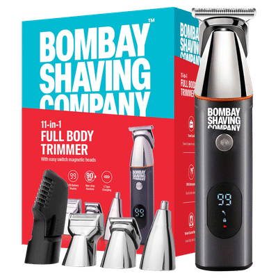 Bombay Shaving Company Rechargeable Cordless Multipurpose Trimmer for Beard, Body, Intimate Areas, Shave, Nose & Ear for Men (90min Runtime, IPX6 Waterproof, Grey)