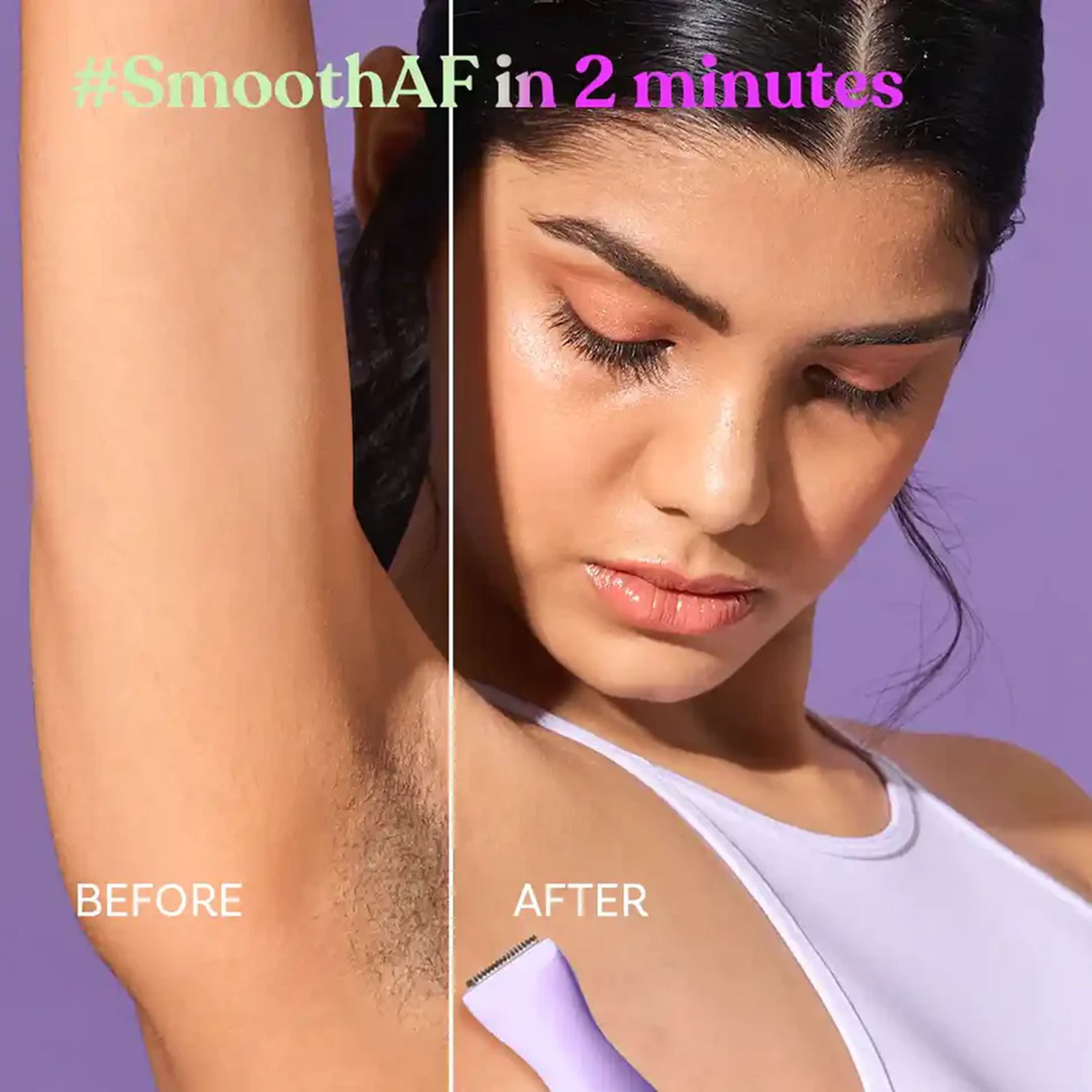 Bombae Fuzzoff 6 in 1 Rechargeable Cordless Multipurpose Trimmer for Eyebrows, Upper Lip, Chin, Peach Fuzz, Underarms & Intimate Areas for Women (90mins Runtime, Waterproof, Purple)_4