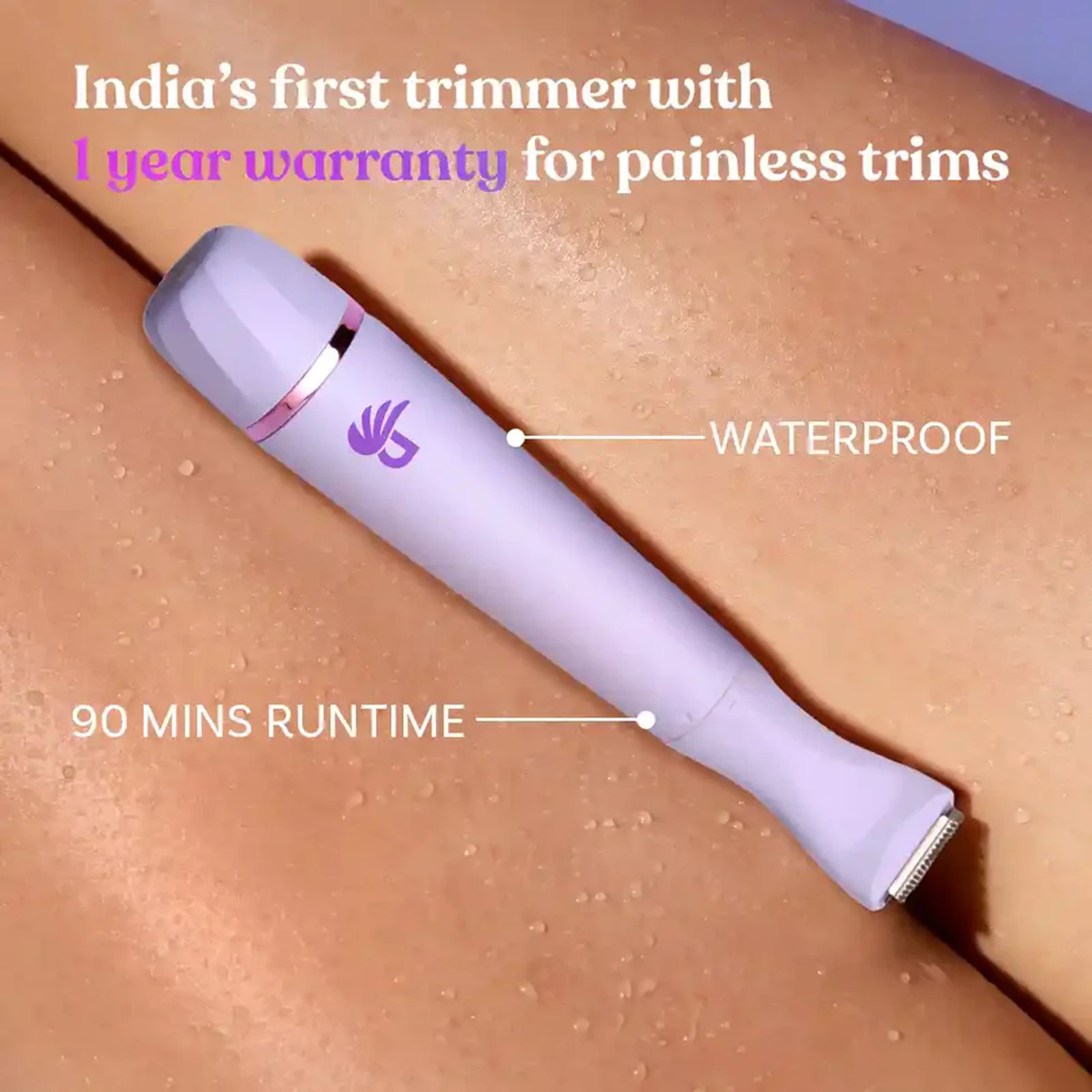 Bombae Fuzzoff 6 in 1 Rechargeable Cordless Multipurpose Trimmer for Eyebrows, Upper Lip, Chin, Peach Fuzz, Underarms & Intimate Areas for Women (90mins Runtime, Waterproof, Purple)_5
