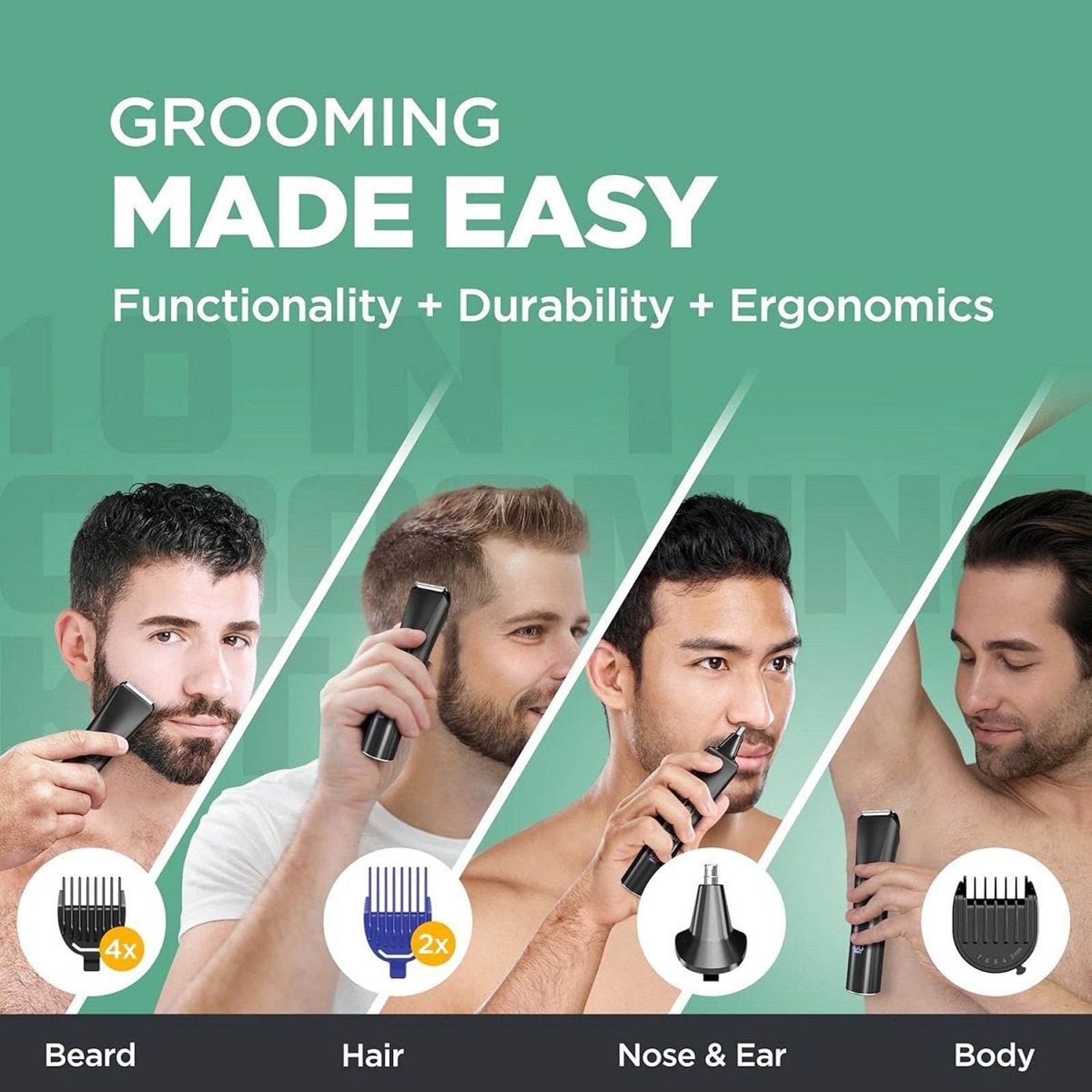 Havells GS6668 10-in-1 Rechargeable Cordless Grooming Kit for Beard, Hair, Body, Nose & Ear for Men (90mins Runtime, Fast Charging, Black) Havells GS6668 10-in-1 Rechargeable Cordless Grooming Kit for Beard, Hair, Body, Nose & Ear for Men (90mins Runtime, Fast Charging, Black)_17
