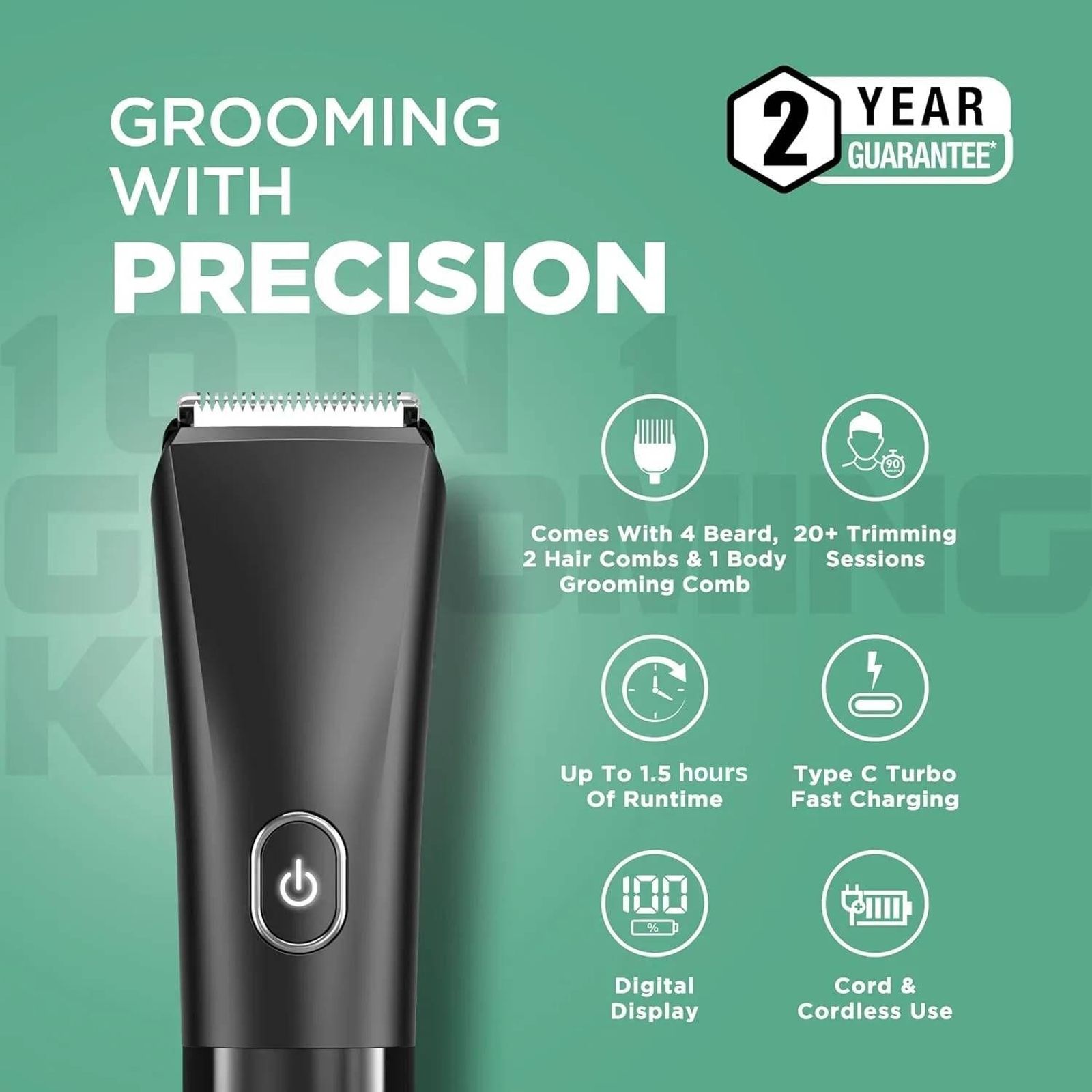 Havells GS6668 10-in-1 Rechargeable Cordless Grooming Kit for Beard, Hair, Body, Nose & Ear for Men (90mins Runtime, Fast Charging, Black) Havells GS6668 10-in-1 Rechargeable Cordless Grooming Kit for Beard, Hair, Body, Nose & Ear for Men (90mins Runtime, Fast Charging, Black)_18