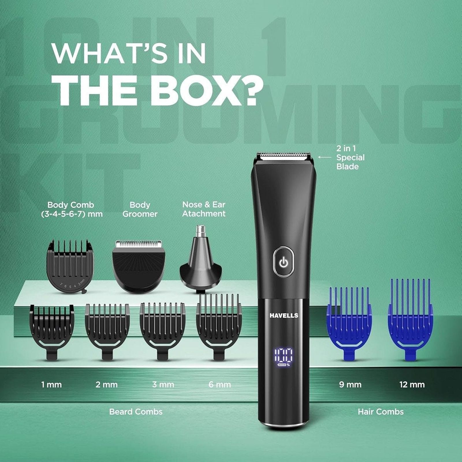 Havells GS6668 10-in-1 Rechargeable Cordless Grooming Kit for Beard, Hair, Body, Nose & Ear for Men (90mins Runtime, Fast Charging, Black) Havells GS6668 10-in-1 Rechargeable Cordless Grooming Kit for Beard, Hair, Body, Nose & Ear for Men (90mins Runtime, Fast Charging, Black)_20
