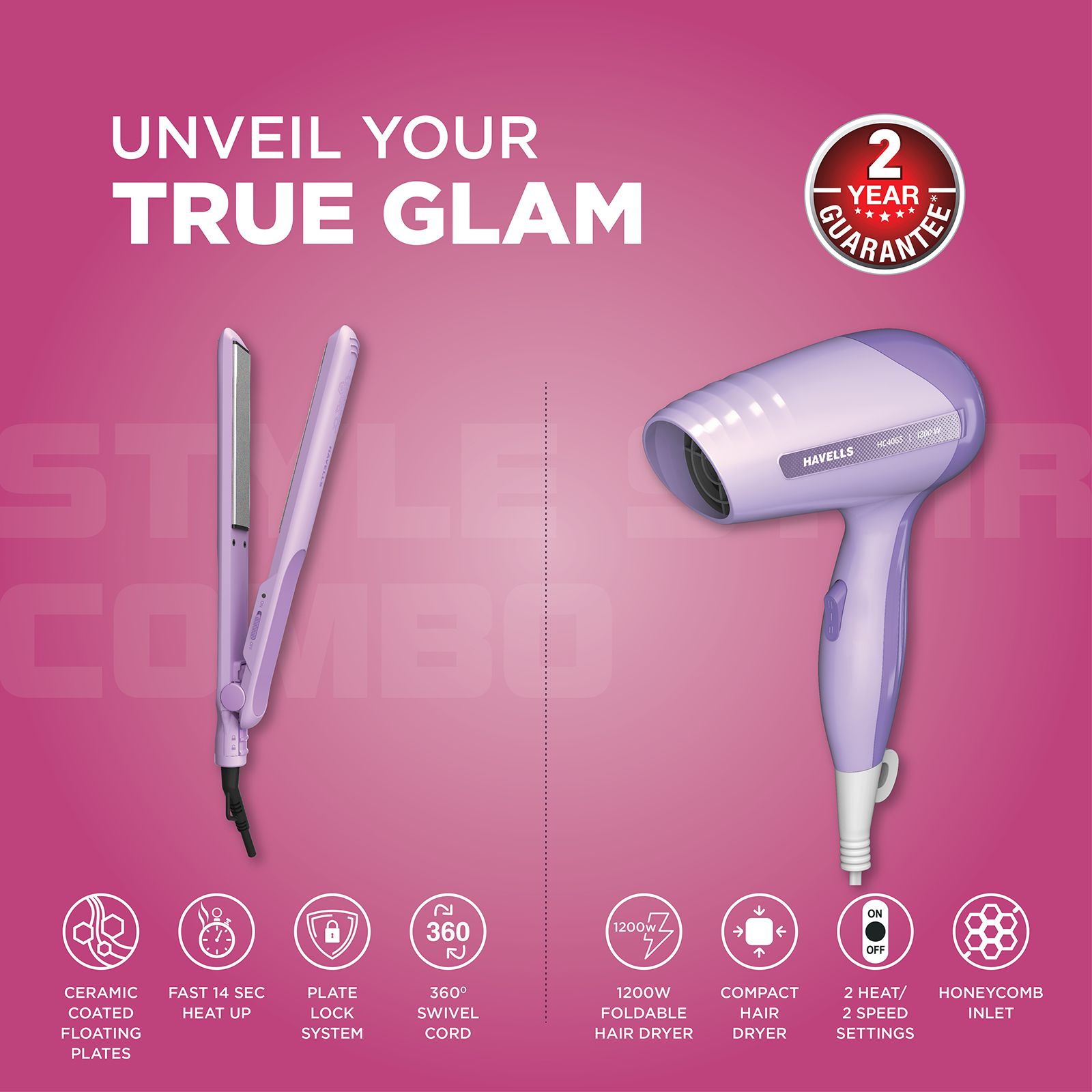 Havells HC4065 2-in-1 Hair Styler with Instant Heating Technology (Plate Lock System, Purple)_6