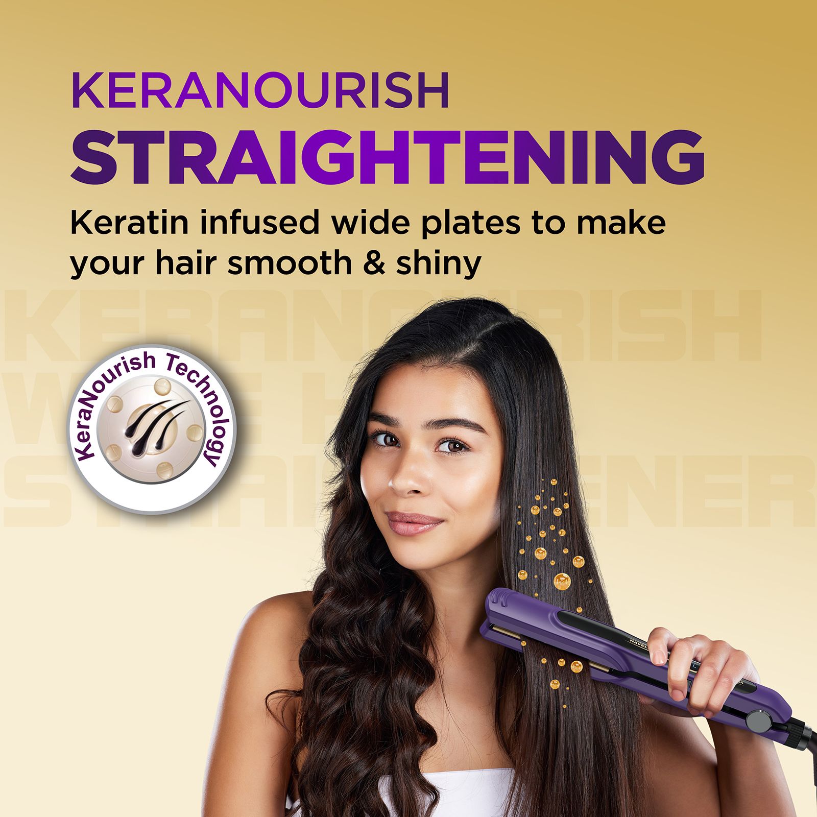 Havells HS4222 Hair Straightener with KeraNourish Technology (Wide Keratin Infused Ceramic Plates, Violet) Havells HS4222 Hair Straightener with KeraNourish Technology (Wide Keratin Infused Ceramic Plates, Violet)_5