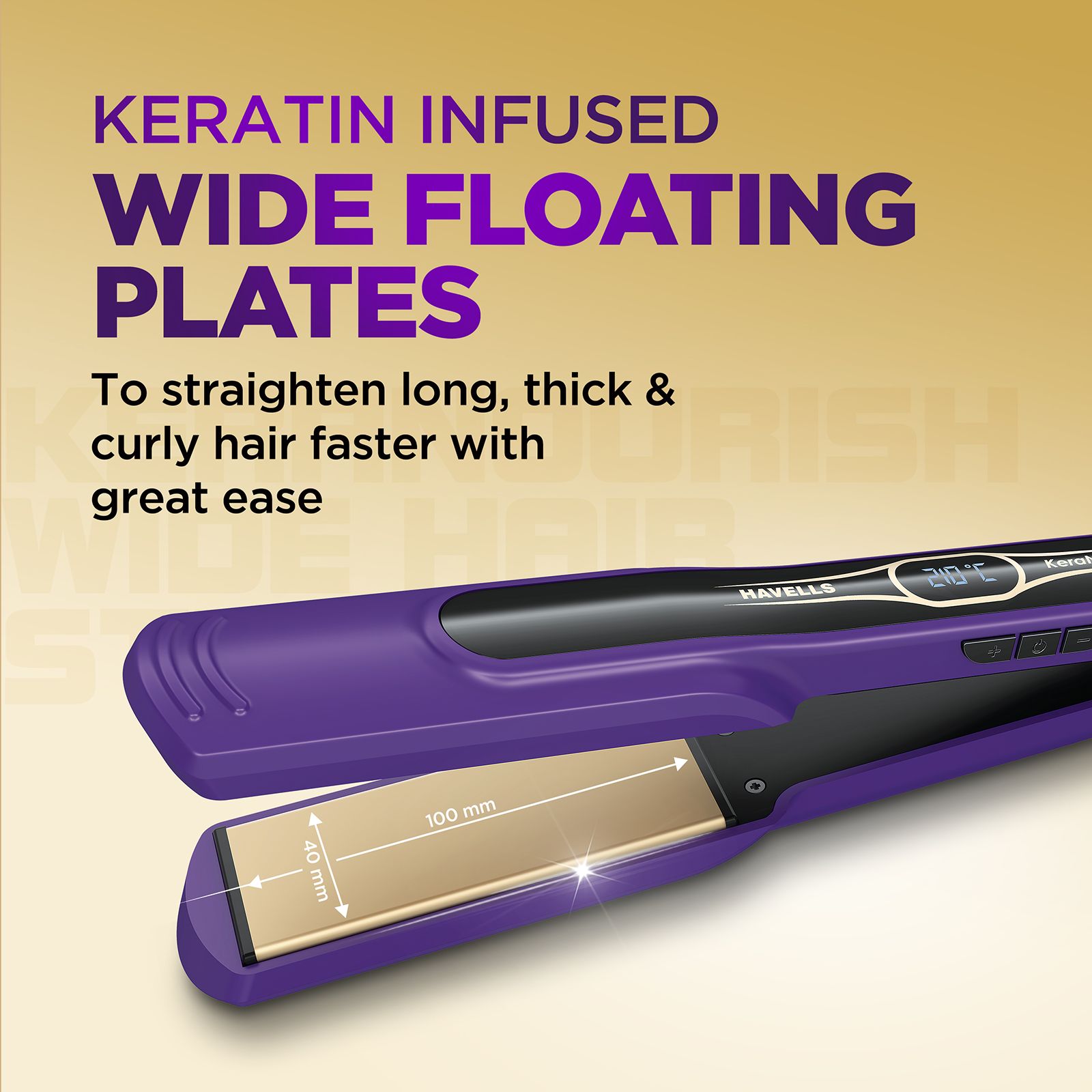 Havells HS4222 Hair Straightener with KeraNourish Technology (Wide Keratin Infused Ceramic Plates, Violet) Havells HS4222 Hair Straightener with KeraNourish Technology (Wide Keratin Infused Ceramic Plates, Violet)_6