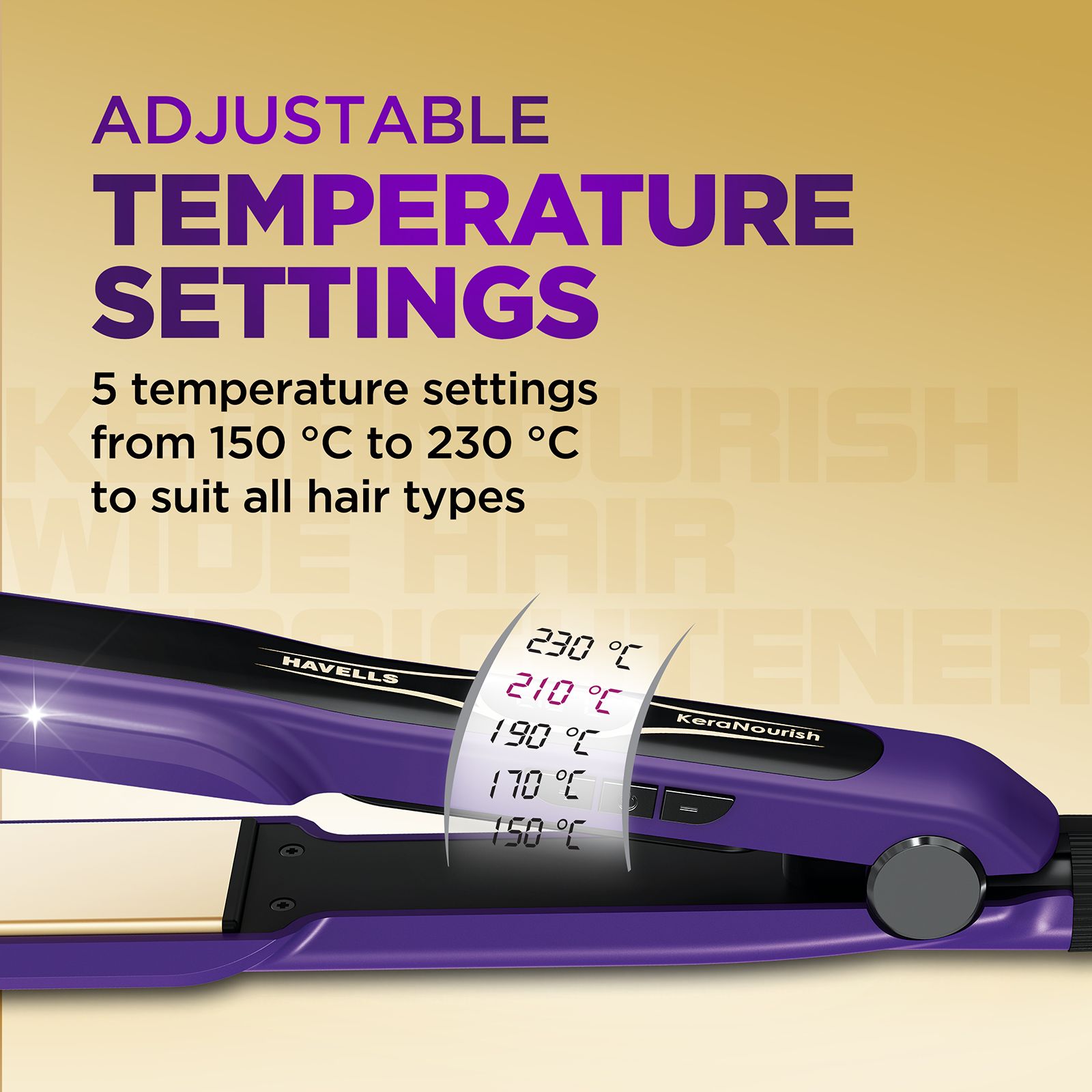Havells HS4222 Hair Straightener with KeraNourish Technology (Wide Keratin Infused Ceramic Plates, Violet) Havells HS4222 Hair Straightener with KeraNourish Technology (Wide Keratin Infused Ceramic Plates, Violet)_7