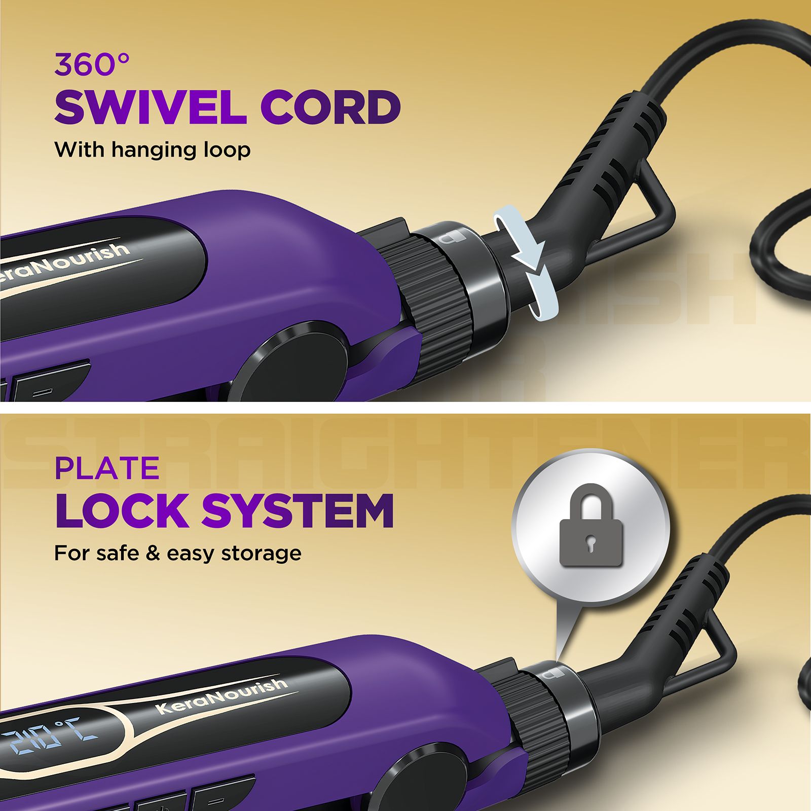 Havells HS4222 Hair Straightener with KeraNourish Technology (Wide Keratin Infused Ceramic Plates, Violet) Havells HS4222 Hair Straightener with KeraNourish Technology (Wide Keratin Infused Ceramic Plates, Violet)_9