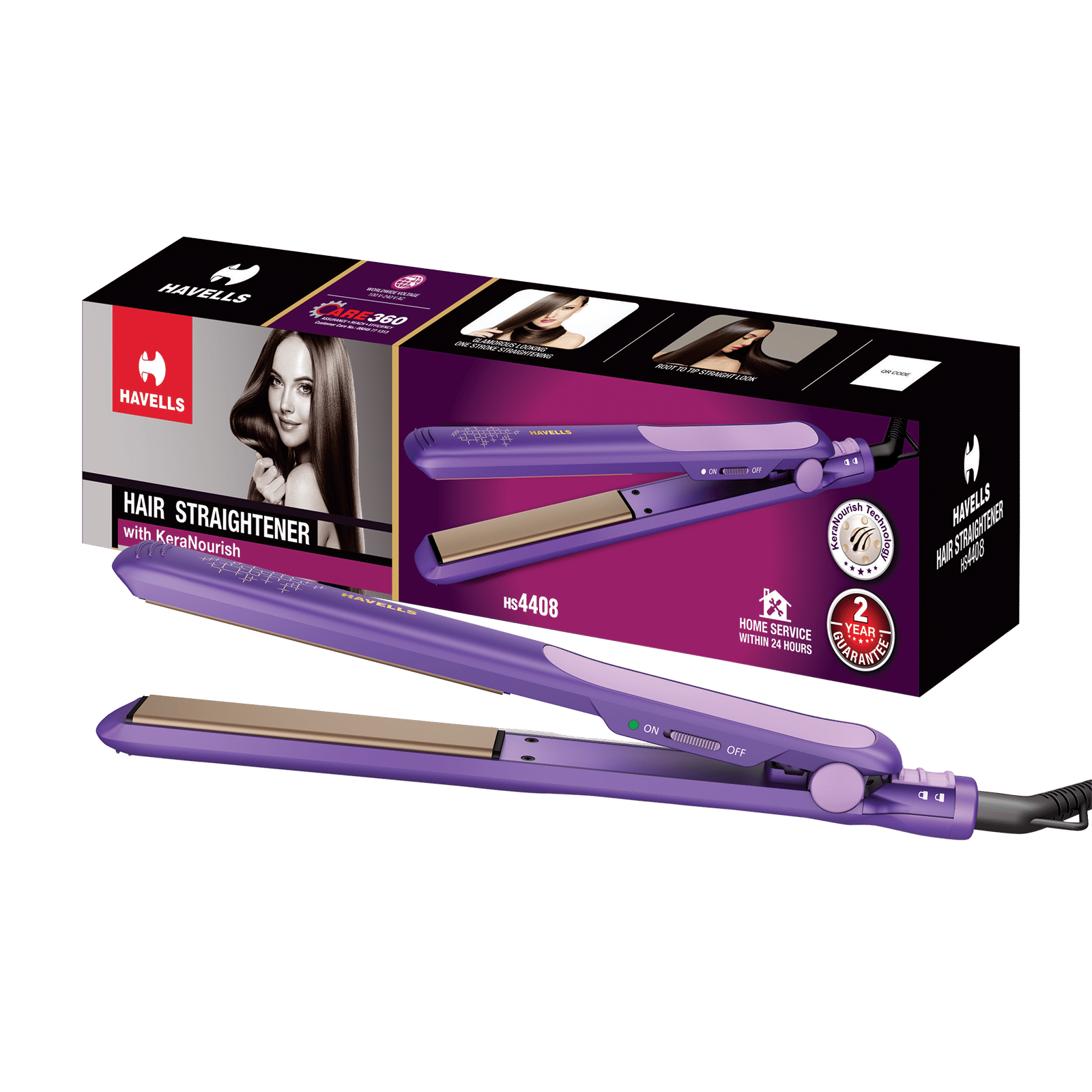 Havells HS4408 Hair Straightener with KeraNourish Technology (Keratin Infused Ceramic Plates, Purple) Havells HS4408 Hair Straightener with KeraNourish Technology (Keratin Infused Ceramic Plates, Purple)_8