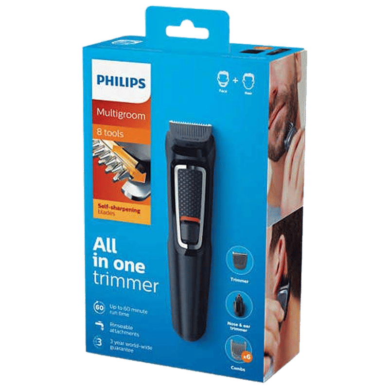 PHILIPS Multigroom Series 3000 8-in-1 Cordless Grooming Kit for Face and Hair for Men (60mins Runtime, Nickel Metal Hydride Battery, Black) PHILIPS Multigroom Series 3000 8-in-1 Cordless Grooming Kit for Face and Hair for Men (60mins Runtime, Nickel Metal Hydride Battery, Black)_6