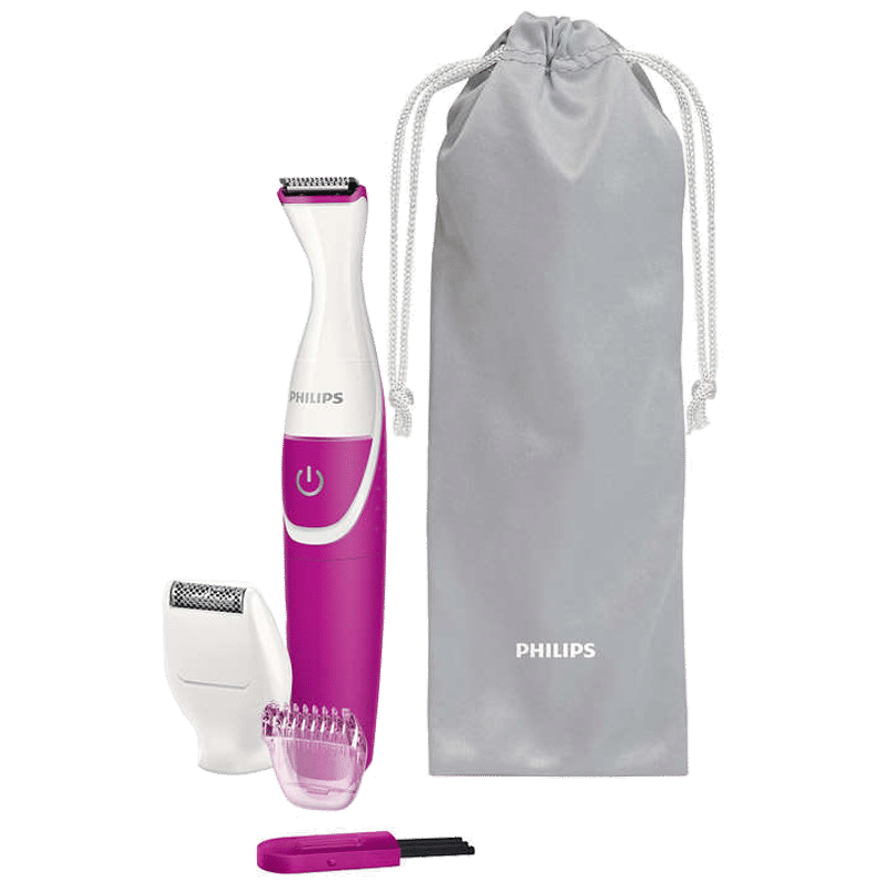 PHILIPS BikiniGenie Cordless Wet and Dry Trimmer for Body and Intimate Areas for Women (Click On Trimming Comb, White and Pink) PHILIPS BikiniGenie Cordless Wet and Dry Trimmer for Body and Intimate Areas for Women (Click On Trimming Comb, White and Pink)_1