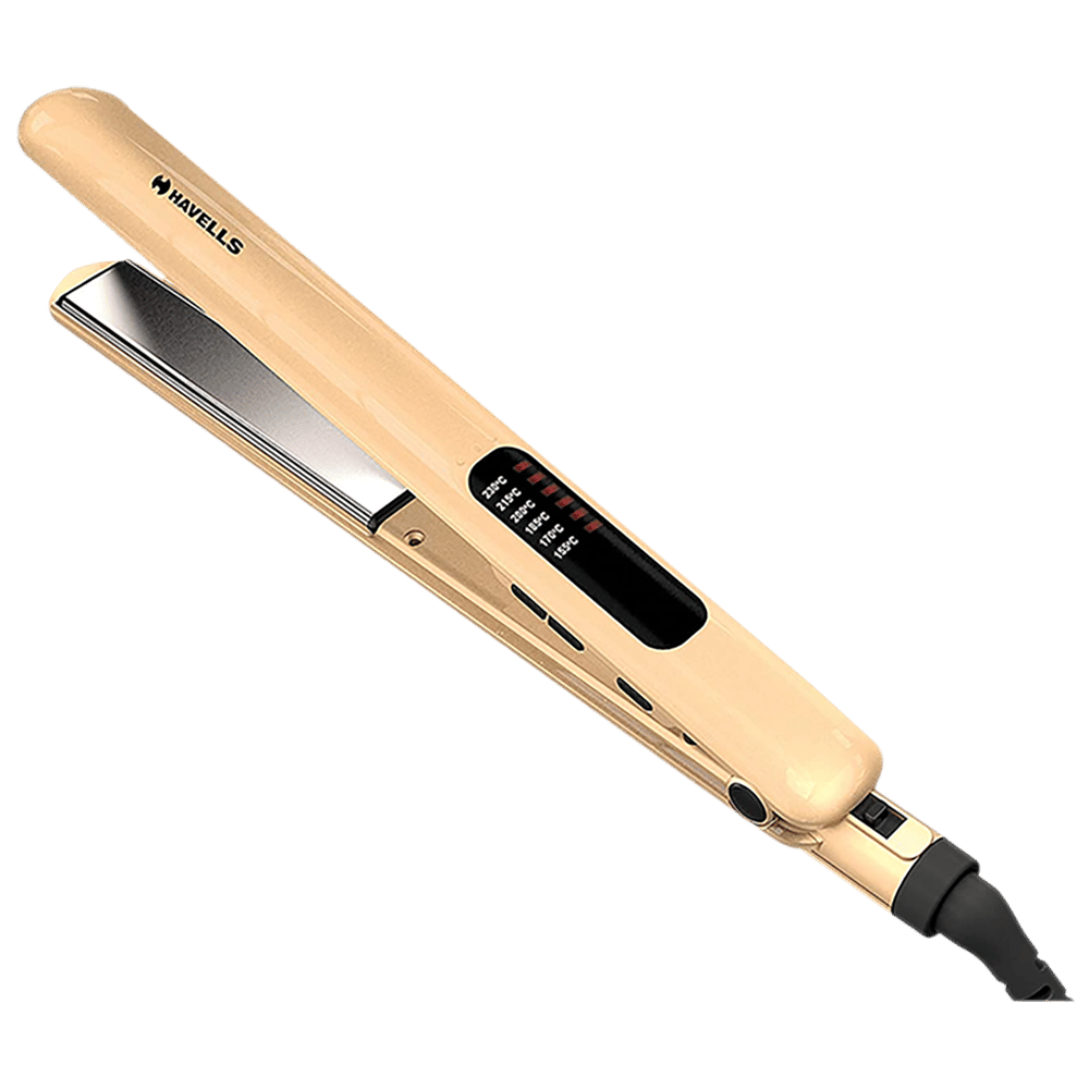 HAVELLS Hair Straightener with 6 Temperature Settings (Titanium Coated Plates, Gold) HAVELLS Hair Straightener with 6 Temperature Settings (Titanium Coated Plates, Gold)_1