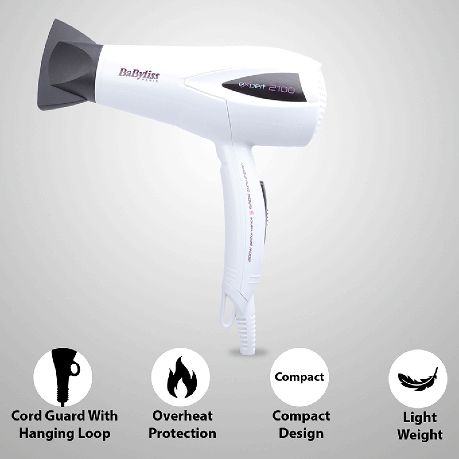 BaByliss D322WE Hair Dryer with 2 Heat Settings (Adjustable Diffuser, White)_9