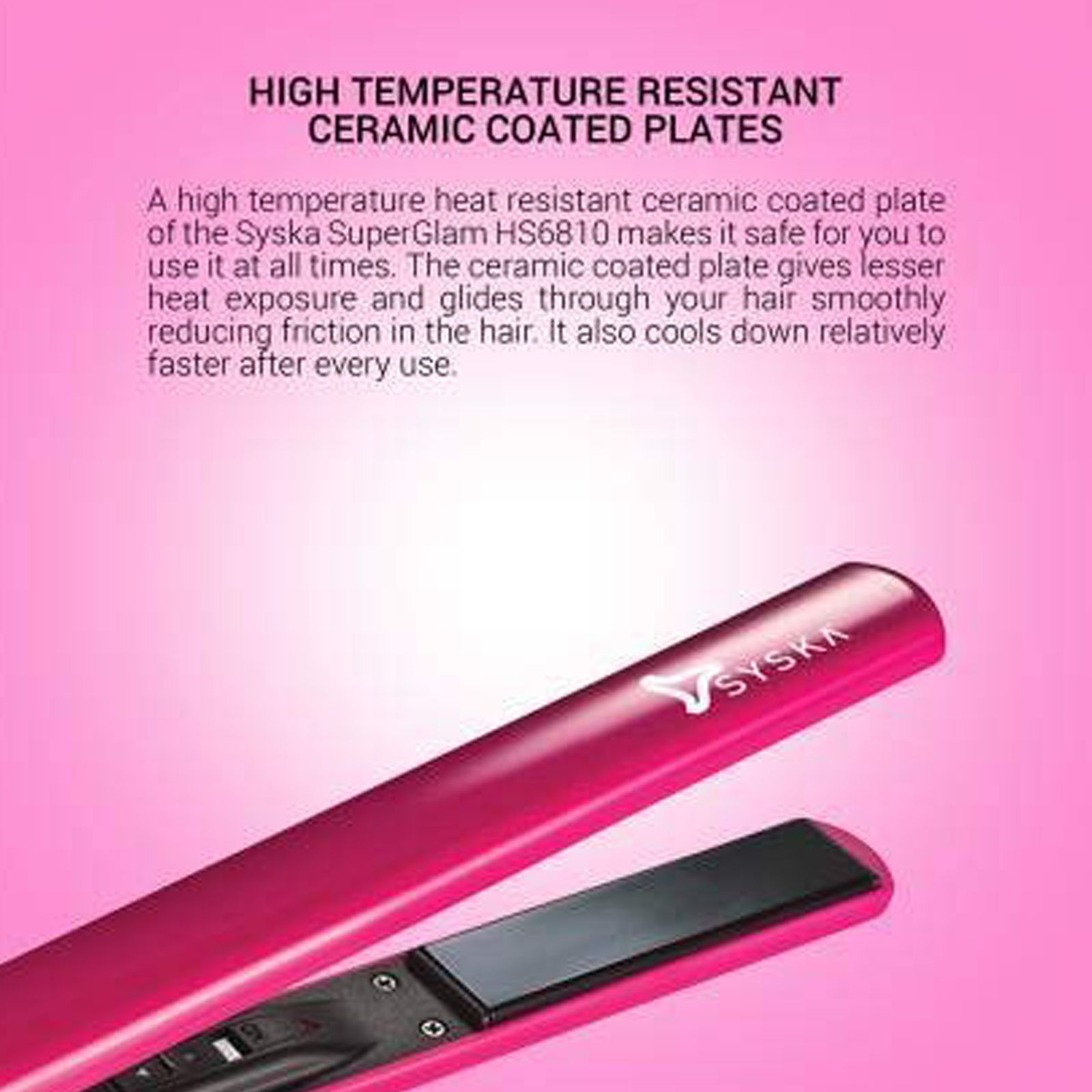 SYSKA SuperGlam Corded Straightener (Heat Balance Technology, HS6810, Pink) SYSKA SuperGlam Corded Straightener (Heat Balance Technology, HS6810, Pink)_2