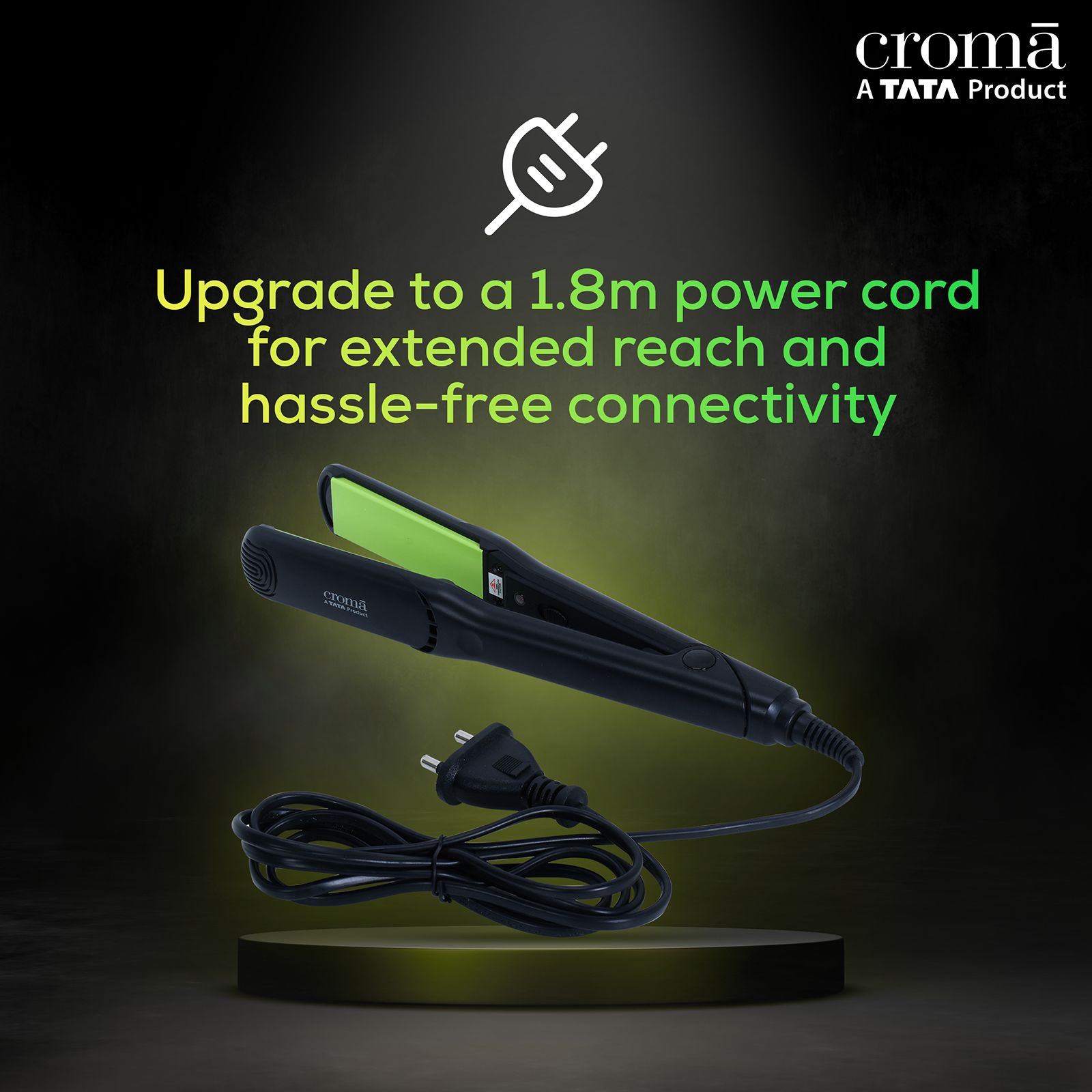 Croma Hair Straightener with Faster Heating (Ceramic Coated Plates, Black)_6