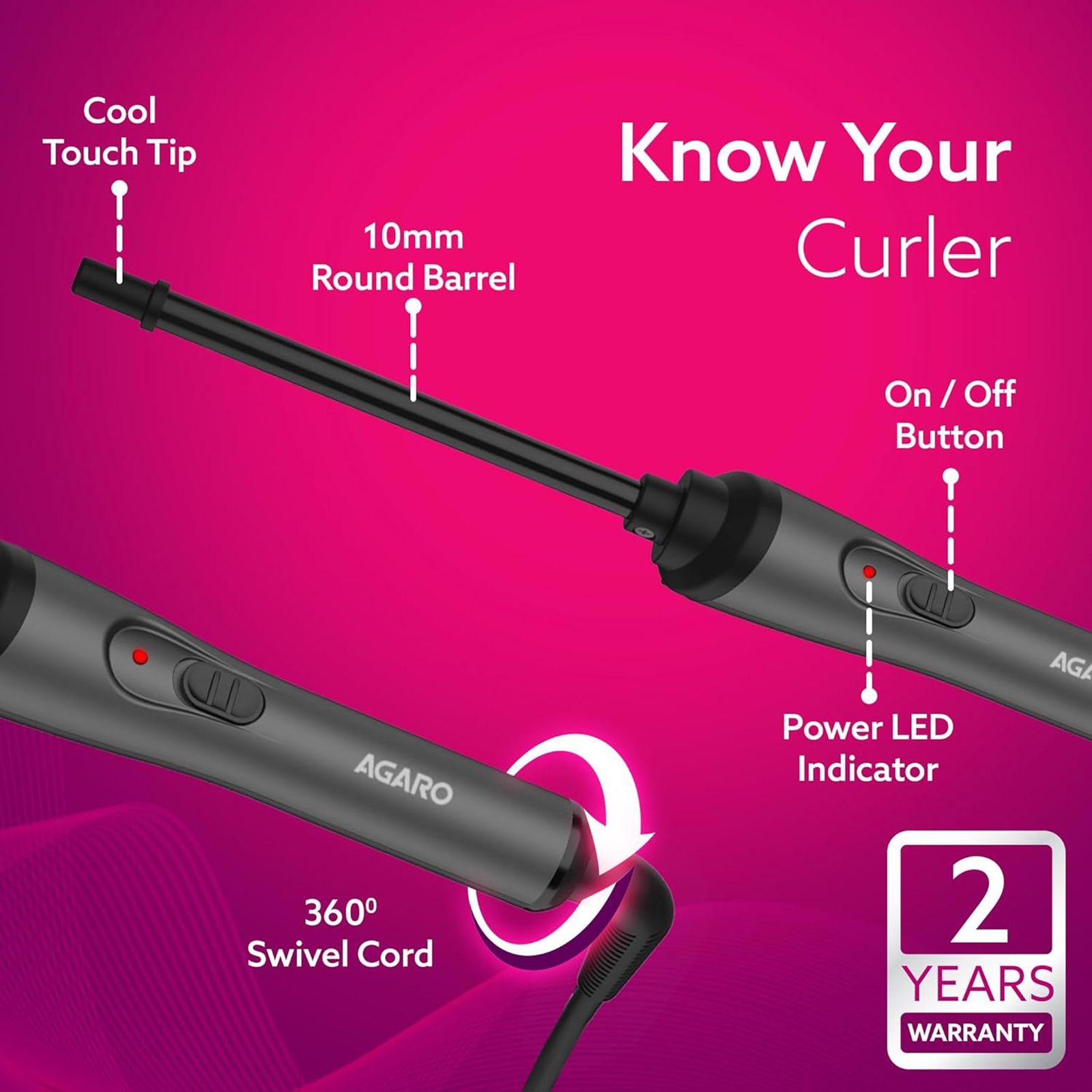 AGARO HC8001 Hair Styler with Ceramic Coated Plates (Cool Touch Tip, Black) AGARO HC8001 Hair Styler with Ceramic Coated Plates (Cool Touch Tip, Black)_14