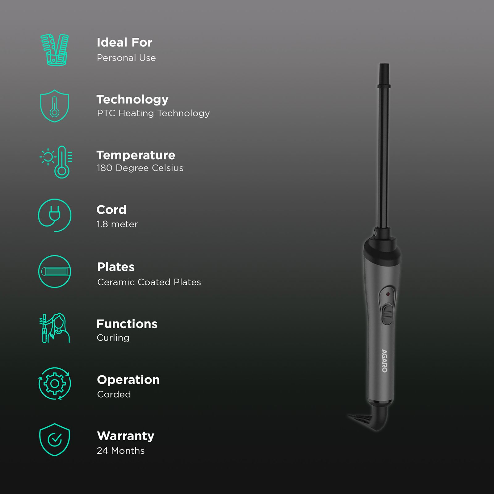 AGARO HC8001 Hair Styler with Ceramic Coated Plates (Cool Touch Tip, Black) AGARO HC8001 Hair Styler with Ceramic Coated Plates (Cool Touch Tip, Black)_3