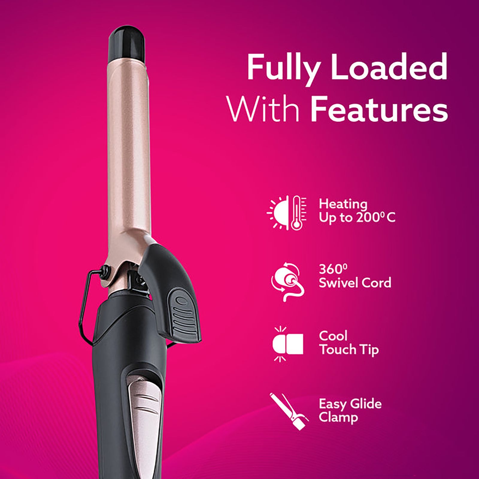 AGARO HC7001 Hair Styler with Tourmaline Infused Ceramic Plates (Cool Touch Tip, Black & Rose Gold) AGARO HC7001 Hair Styler with Tourmaline Infused Ceramic Plates (Cool Touch Tip, Black & Rose Gold)_9