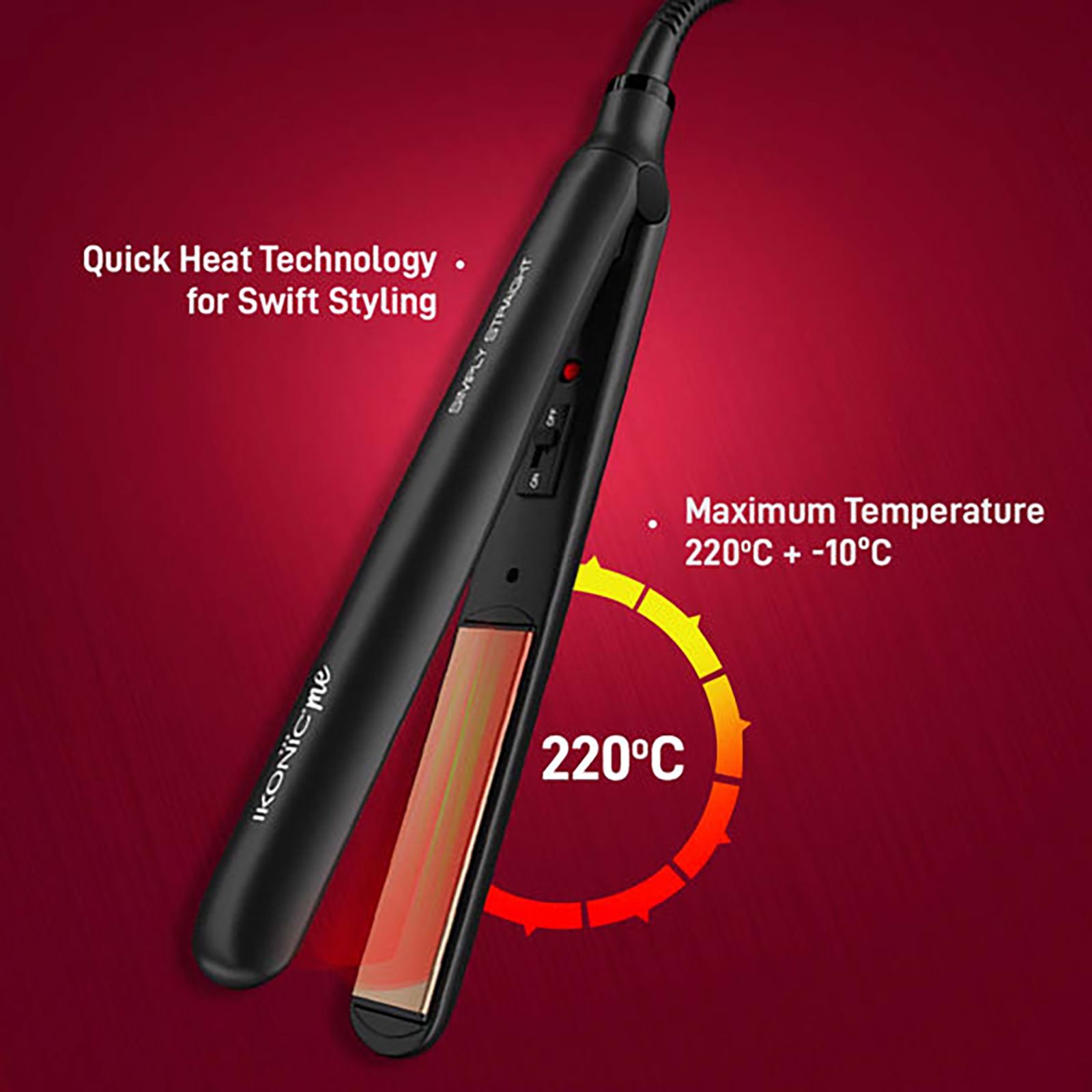 Ikonic Simply Straight Hair Straightener with Infrared Heat Technology (Super Slim Plates, Black) Ikonic Simply Straight Hair Straightener with Infrared Heat Technology (Super Slim Plates, Black)_10
