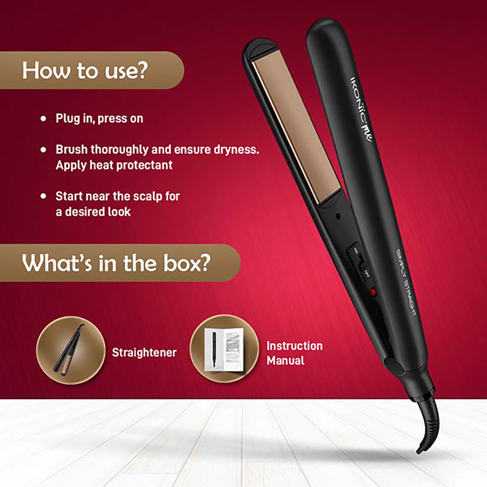 Ikonic Simply Straight Hair Straightener with Infrared Heat Technology (Super Slim Plates, Black) Ikonic Simply Straight Hair Straightener with Infrared Heat Technology (Super Slim Plates, Black)_12