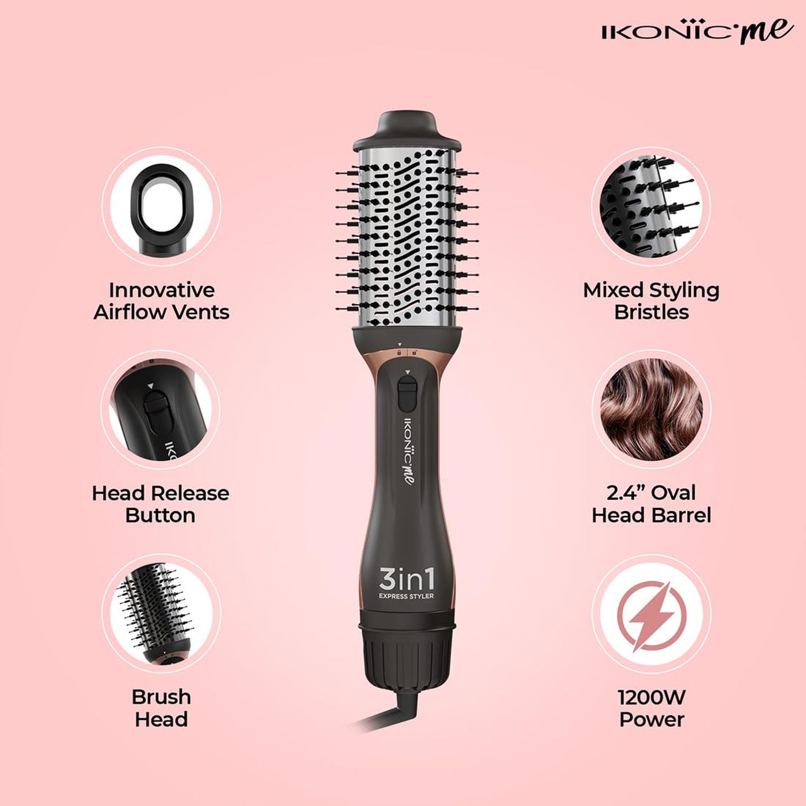 Ikonic Express 3-in-1 Hair Styler with Volumizer (Ceramic Titanium Coated Barrel, Black) Ikonic Express 3-in-1 Hair Styler with Volumizer (Ceramic Titanium Coated Barrel, Black)_6