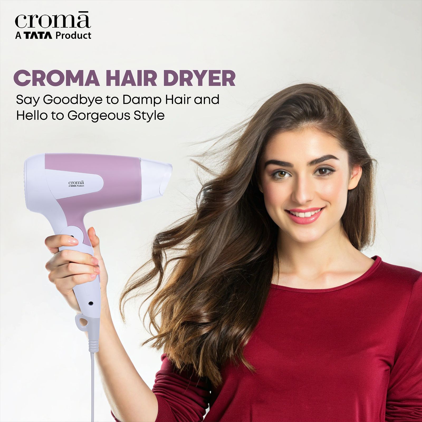 Croma 1200 W Hair Dryer with 2 Heat Settings & Cool Blow (Overload Protection, Pink & White) Croma 1200 W Hair Dryer with 2 Heat Settings & Cool Blow (Overload Protection, Pink & White)_8